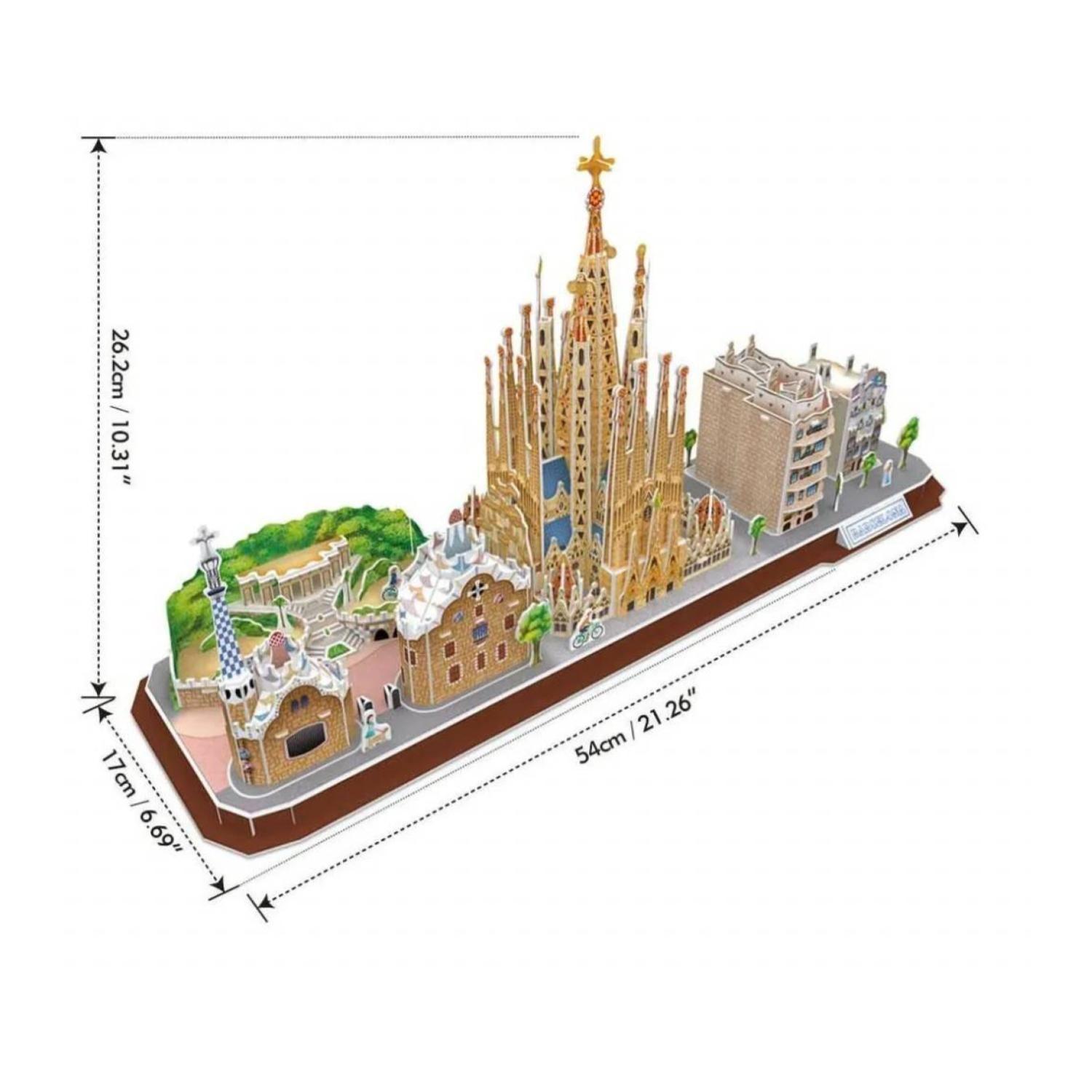 Juguete Puzzle 3D City Line Barcelona 186 Piezas 54x26x17cm-4