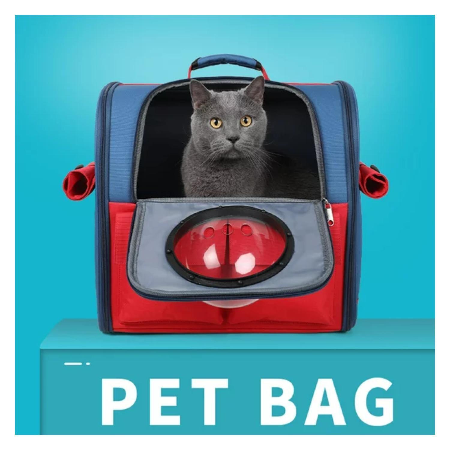 Mochila Transportadora Para Perros Y Gatos 40x39x26cm Azul-3