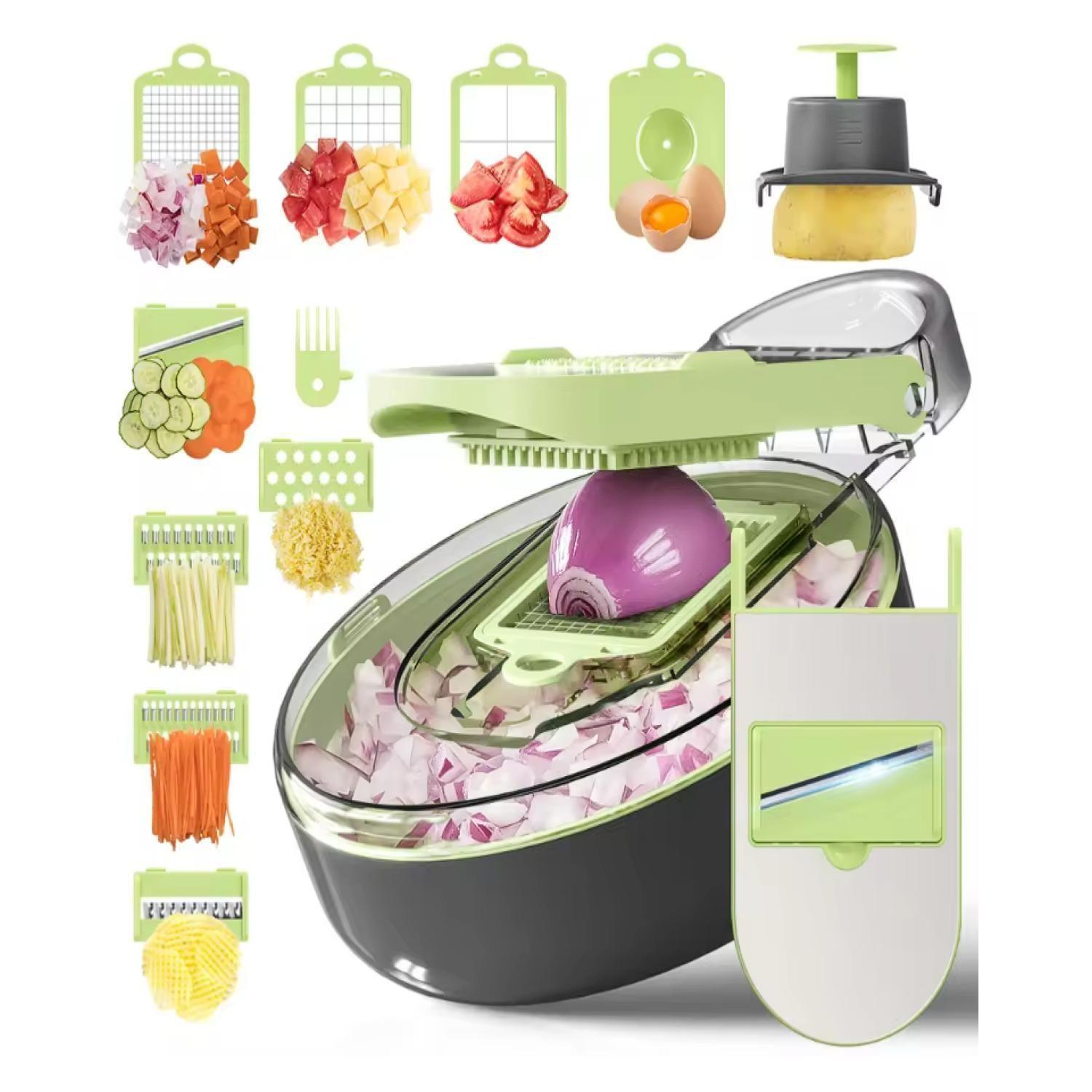 Cortador Picador De Verduras 13 En 1 Con Accesorios Redondo-2