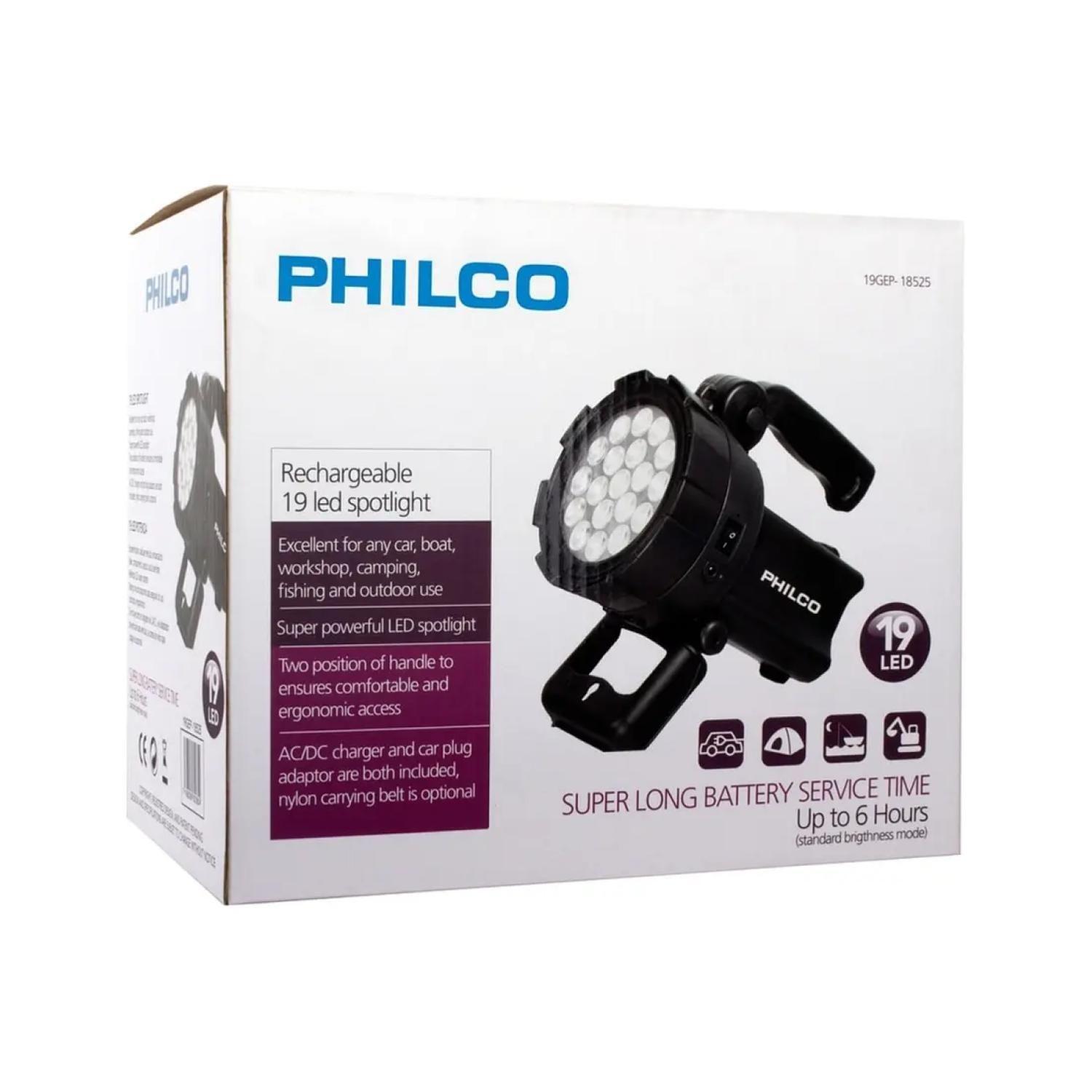Linterna Foco Recargable 19LED Alto Brillo Negro -3