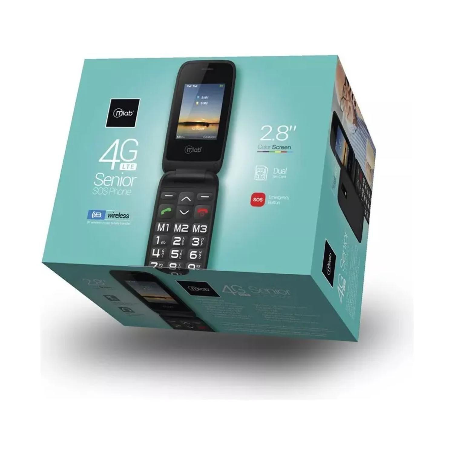Telefono Senior Tipo Almeja 4G Negro Shell 9204 Mlab-2
