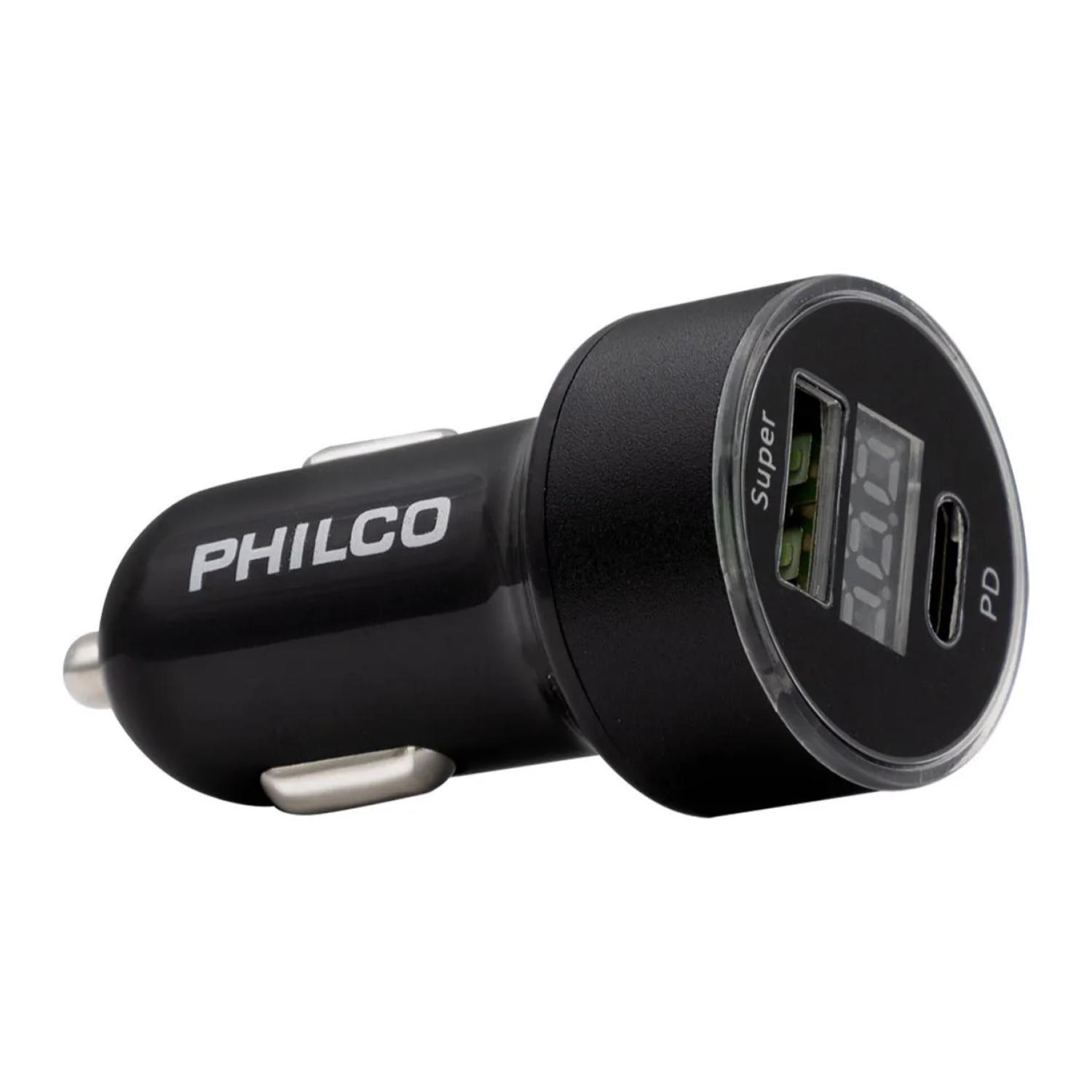 Cargador De Auto Doble QC3.0 USB LED Negro D49A-4