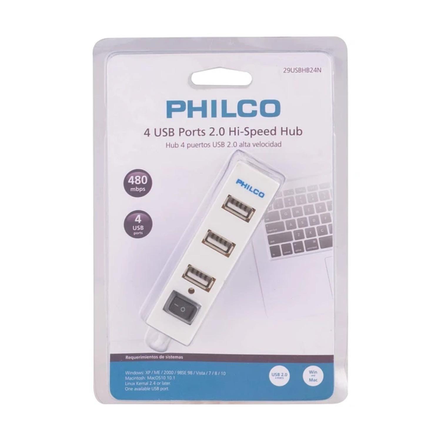 Mini HUB 2.0 4 Puertos USB Con Encendedor Blanco -2