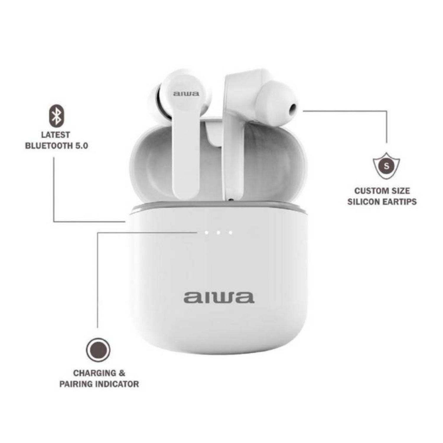 Audifonos Bluetooth Recargables TWS InEar Blanco AW8-2