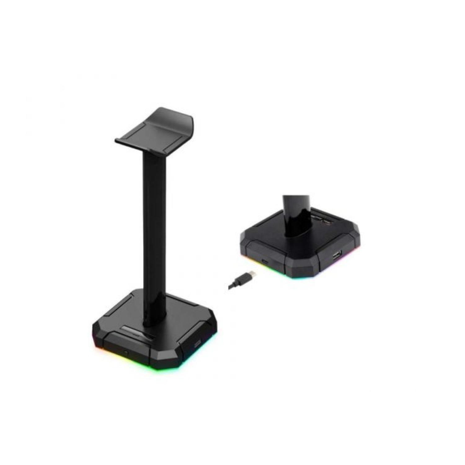 Soporte Audifonos RGB 4Puertos USB Negro ScepterPro -2