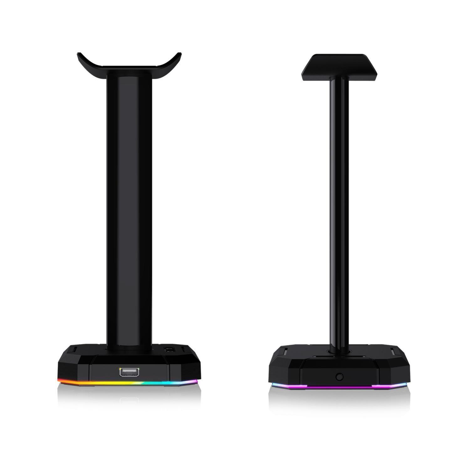 Soporte Audifonos RGB 4Puertos USB Negro ScepterPro -3
