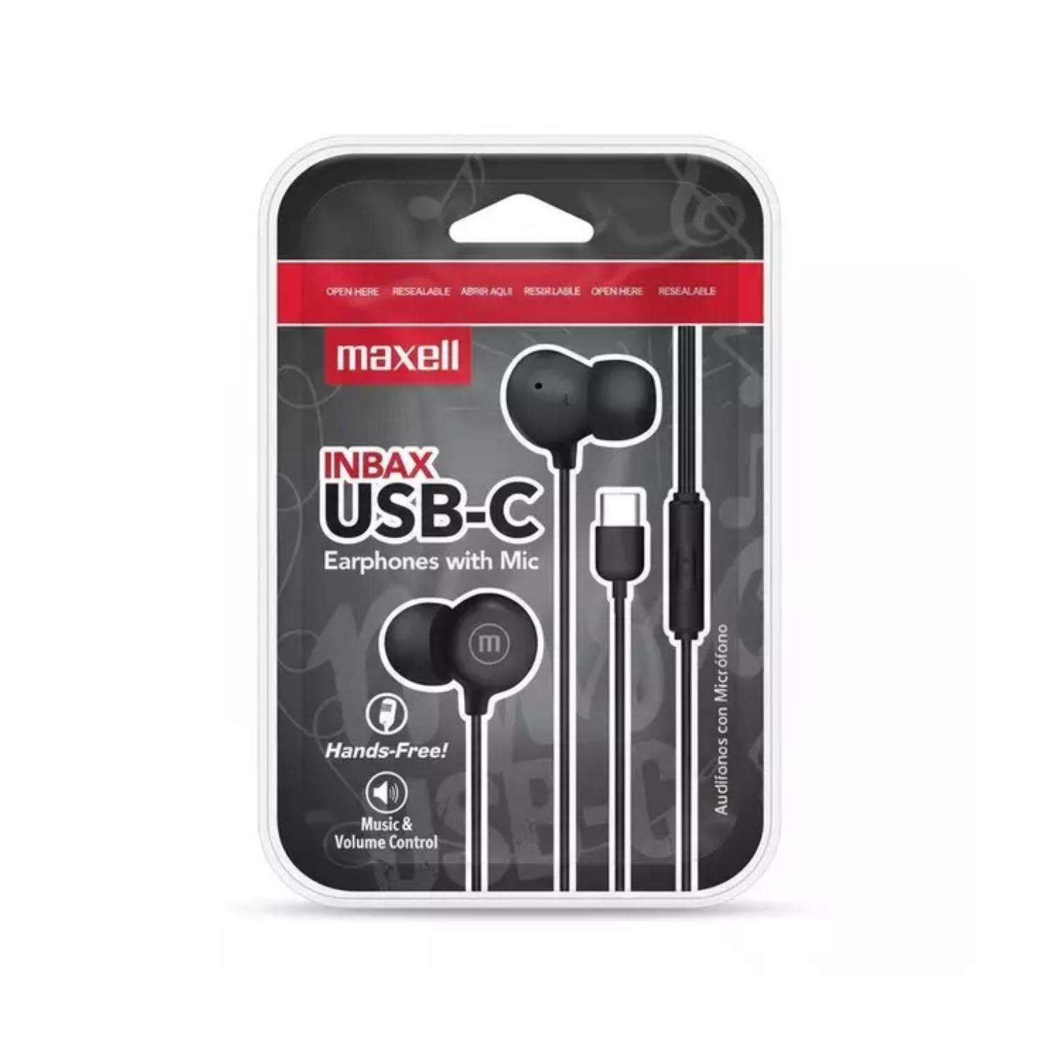 Audifonos Manos Libres USB C InEar Negro In Bax Maxell-2