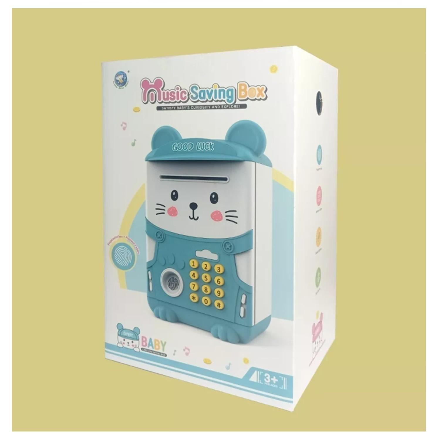 Alcancía Electrónica Caja Fuerte Infantil Portátil Celeste-3