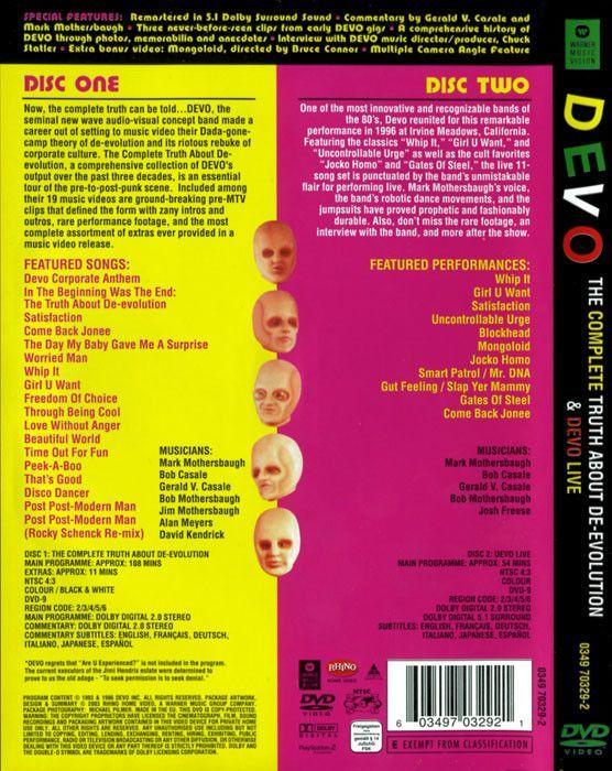 DVD DEVO/ DEVO: THE COMPLETE TRUTH ABOUT DE-EVOLUTION  1DVD-1