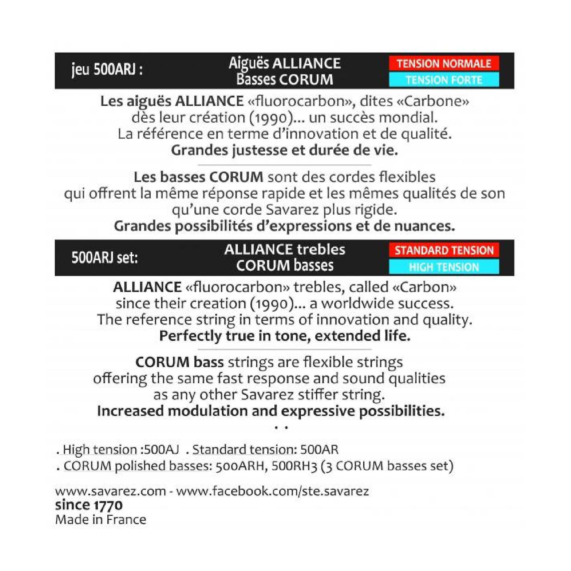 Savarez 500 ARJ Corum Series Set Cuerdas Guitarra bajos alta tensi n agudos tensi n normal-1