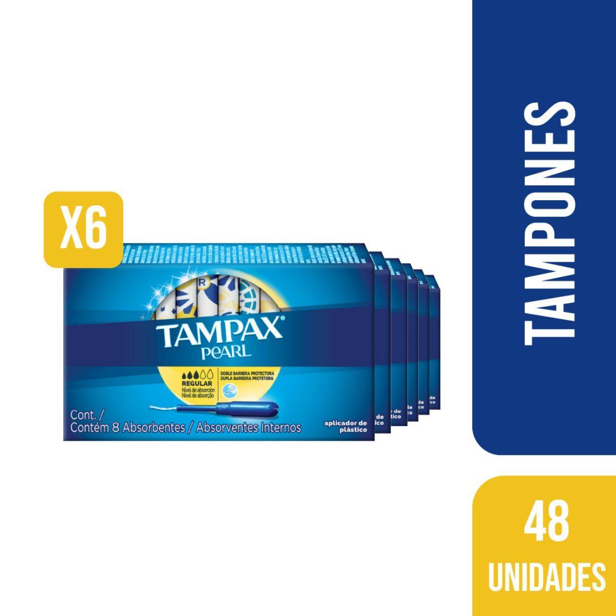 Pack 6 Tampones Tampax Pearl Flujo Regular 8 Unidades-0