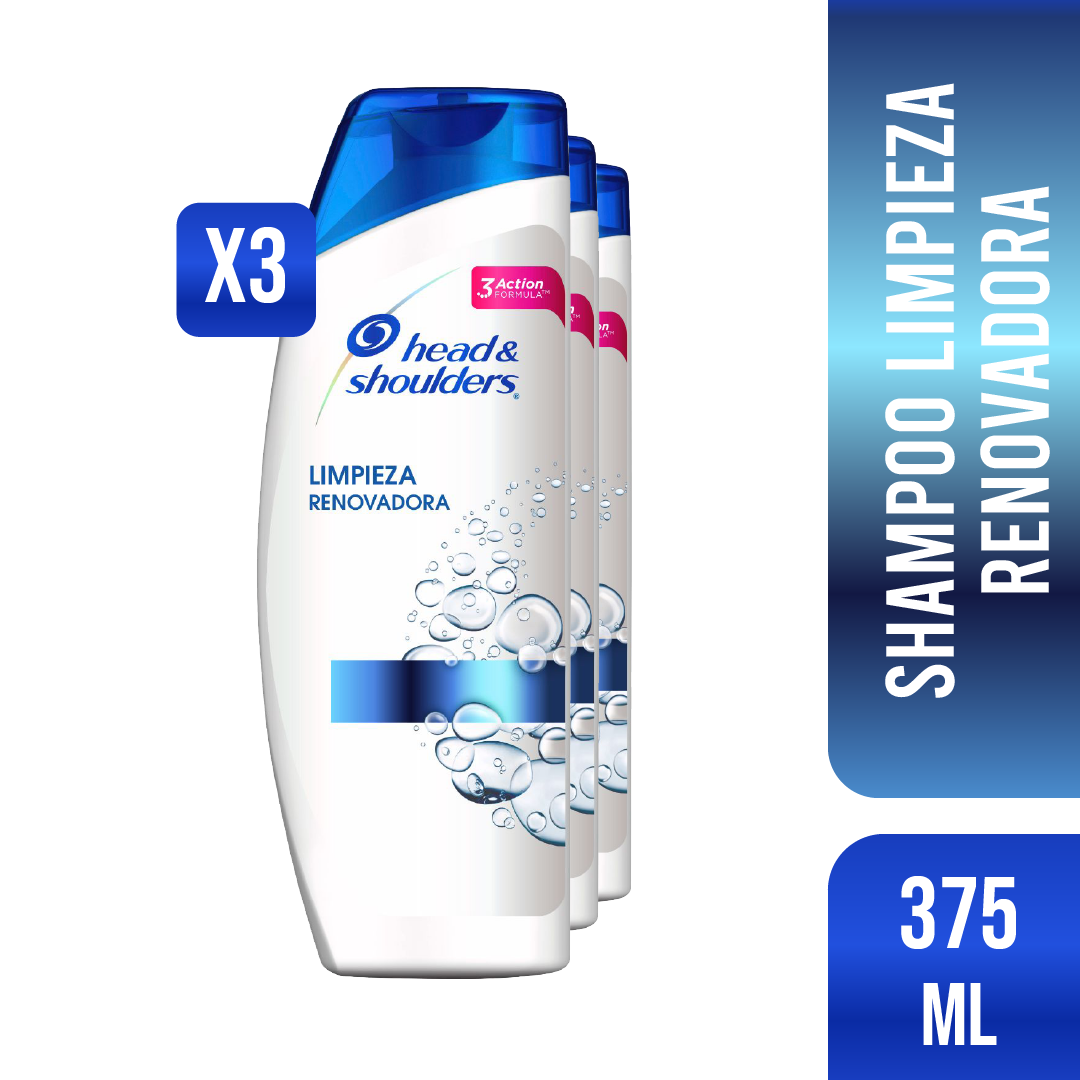 Pack 3 Shampoo Head & Shoulders Limpieza Renovadora 375ml-0
