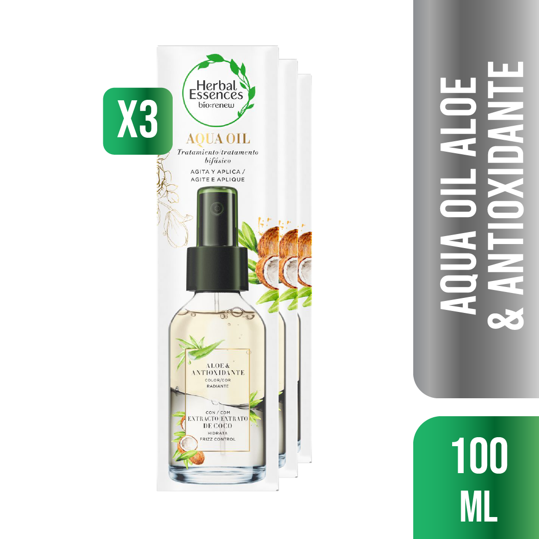 Pack 3 Aceites Herbal Essences Bio Renew Coconut & Aloe-0