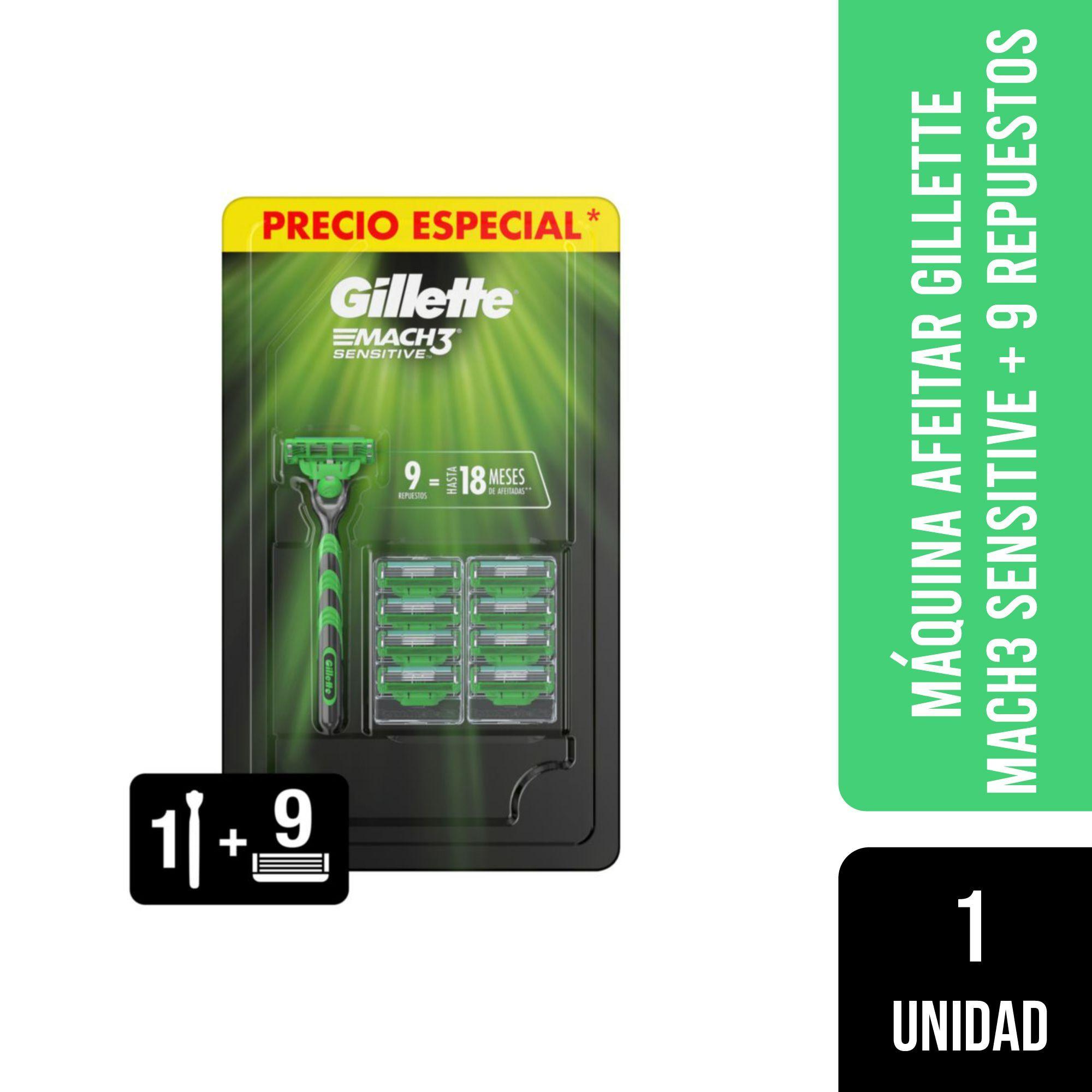 Máquina Afeitar  Gillette Mach3 Sensitive + 9 Repuestos-0