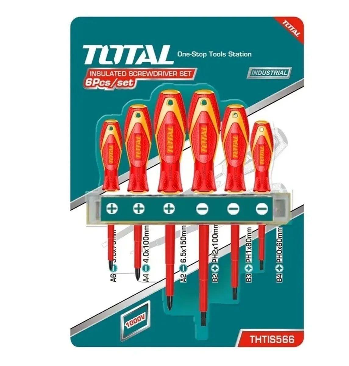 Juego destornillador electricista 6 pcs profesional TOTAL-0