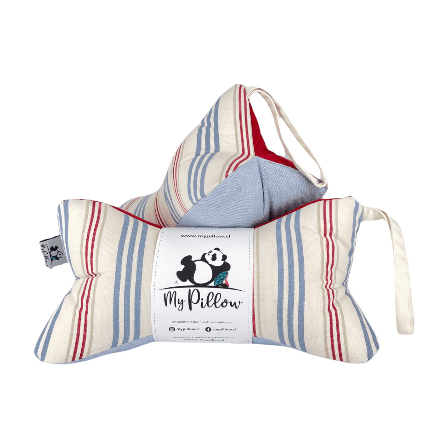 My Pillow Lineas Celeste rojo -2