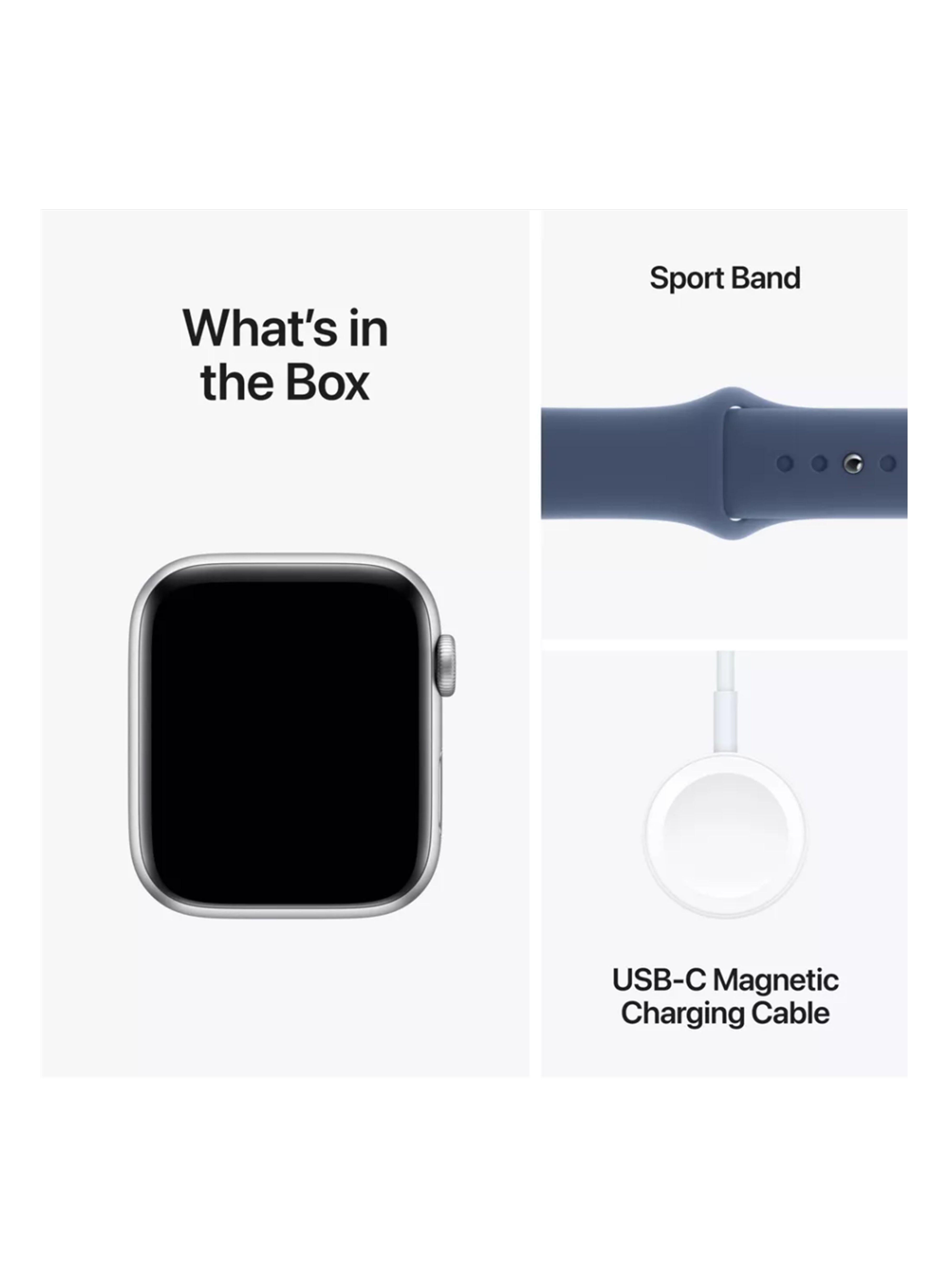 Apple Watch SE (2da Gen) GPS 44mm - Caja de Aluminio Silver con Correa Sport Band Denim M/L (2024)-2