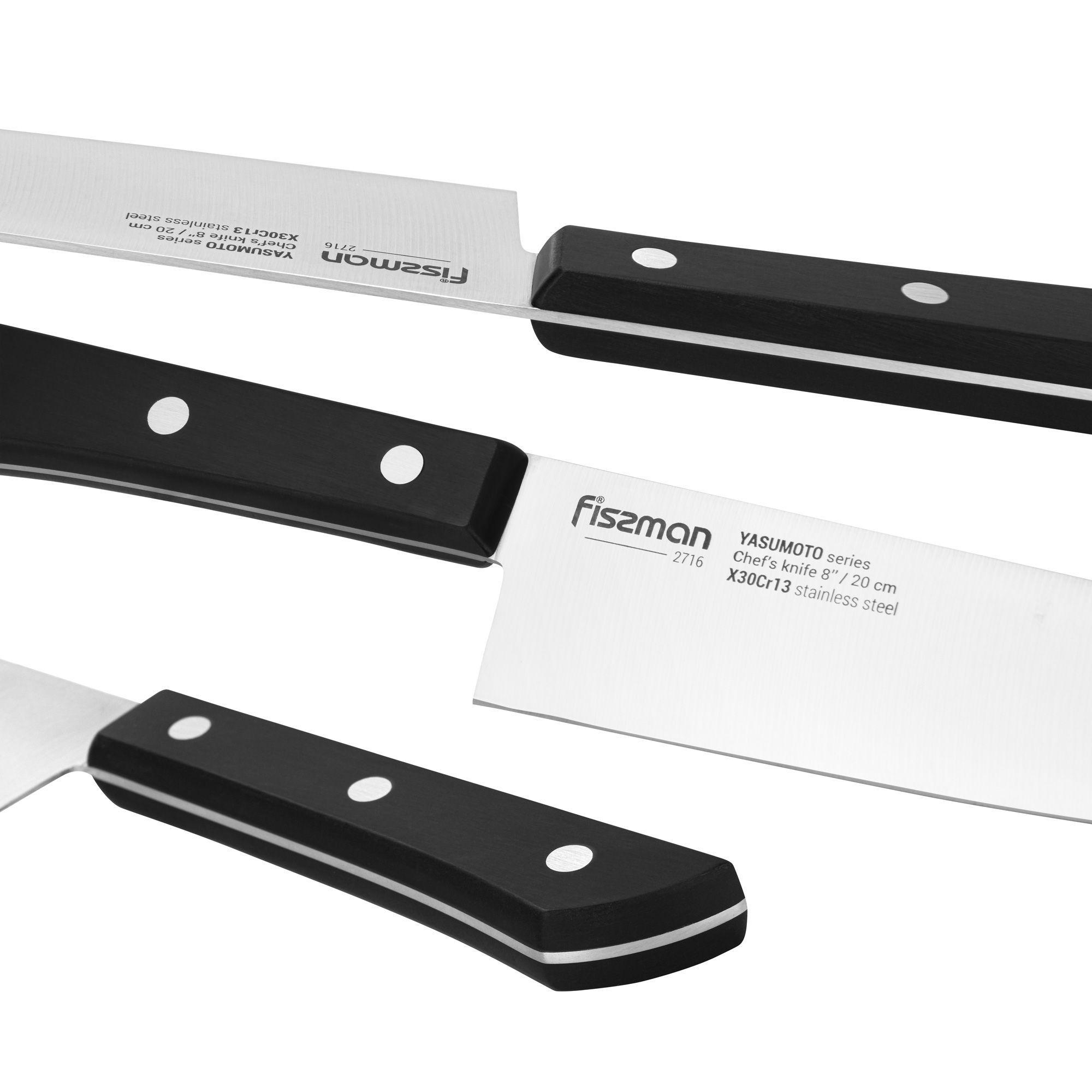 Set 11 Cuchillos Profesionales Yasumoto + Tijeras de Cocina y Base Madera Fissman-5