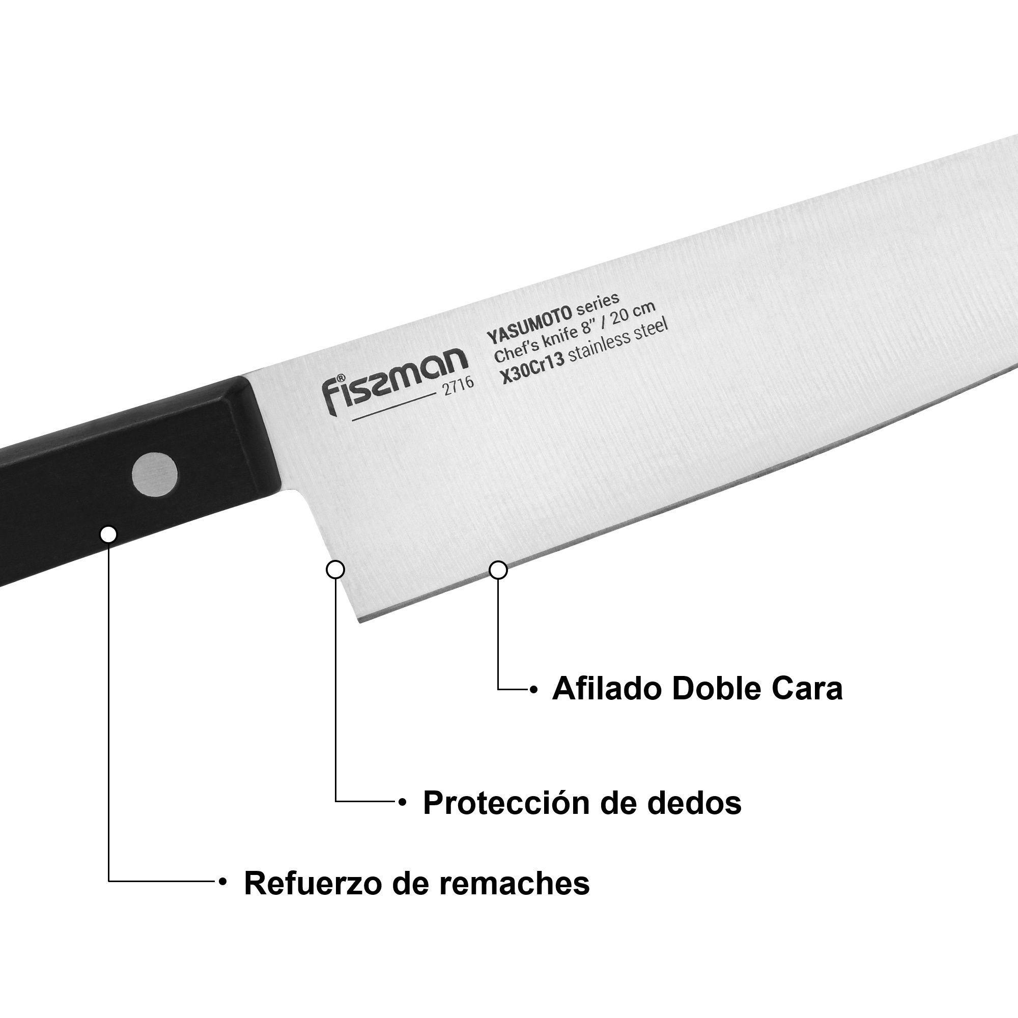 Set 11 Cuchillos Profesionales Yasumoto + Tijeras de Cocina y Base Madera Fissman-6