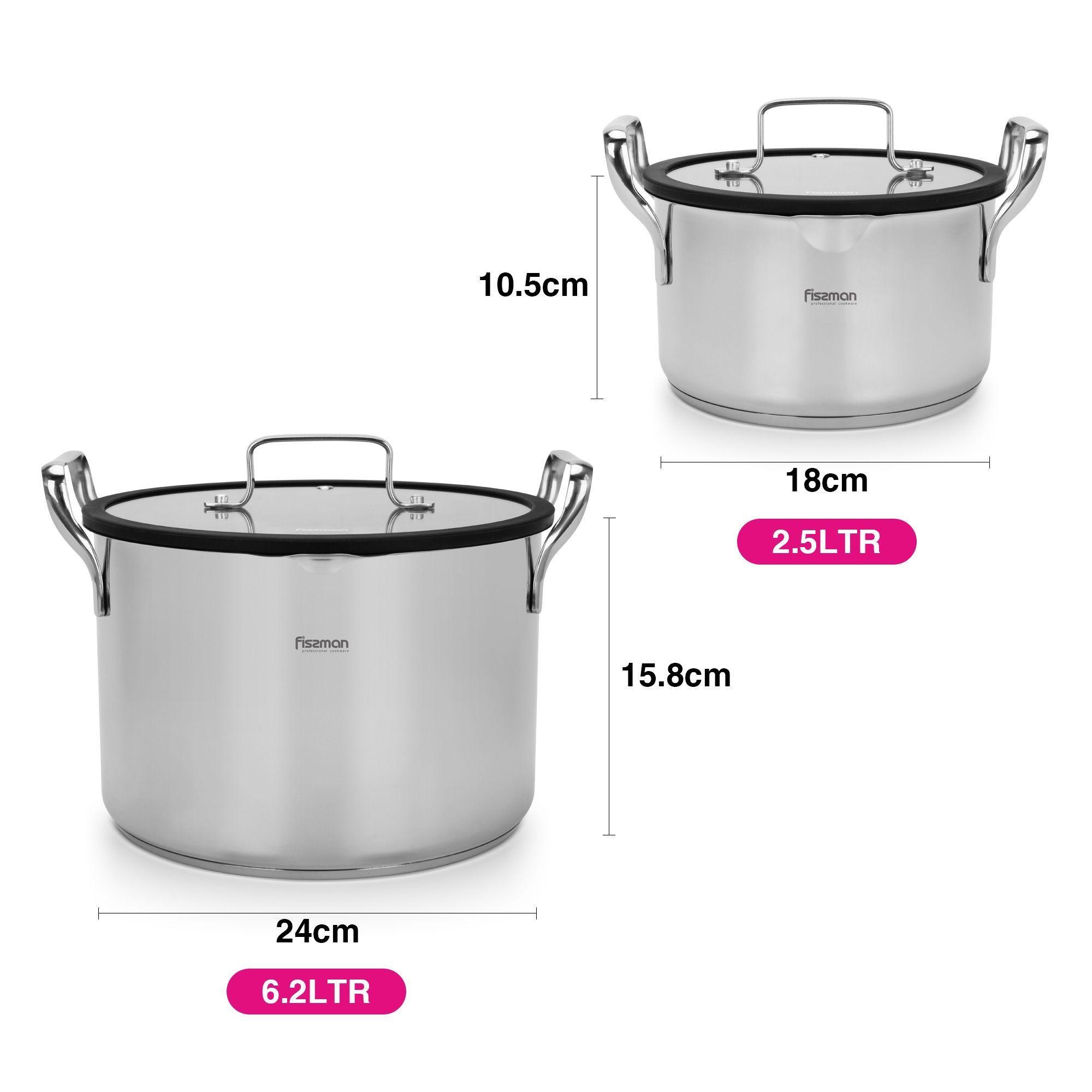 Set Ollas Con Colador Fabia 6.2L + 2.5L incluye 4 Piezas Fissman-5