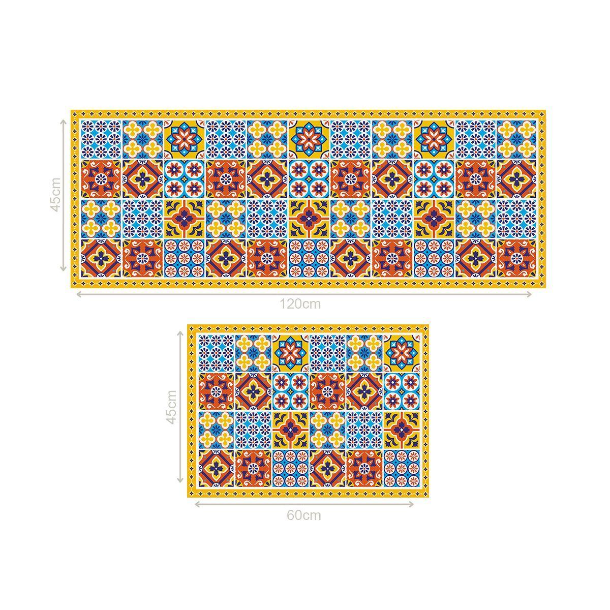 Set 2 Alfombras de Cocina Baldosa Gris-3