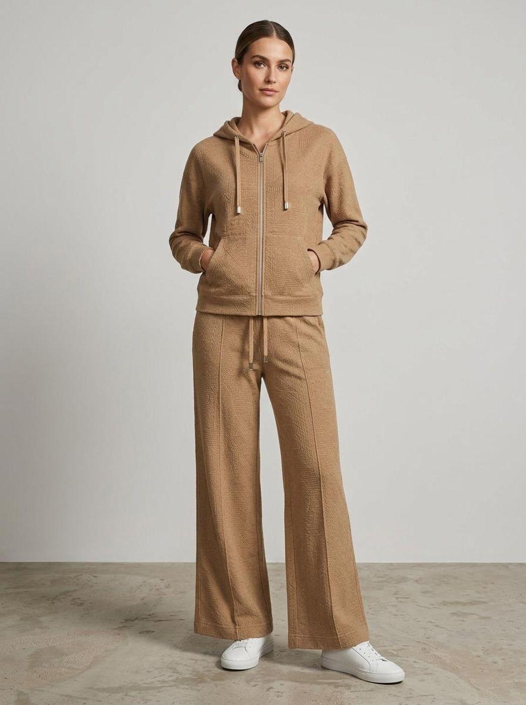Conjunto Mujer Polerón Capucha Pantalón Ancho-0
