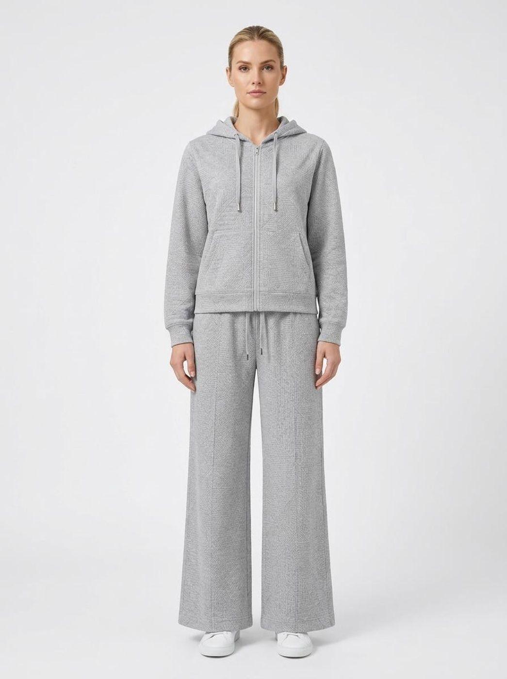 Conjunto Mujer Polerón Capucha Pantalón Ancho-0