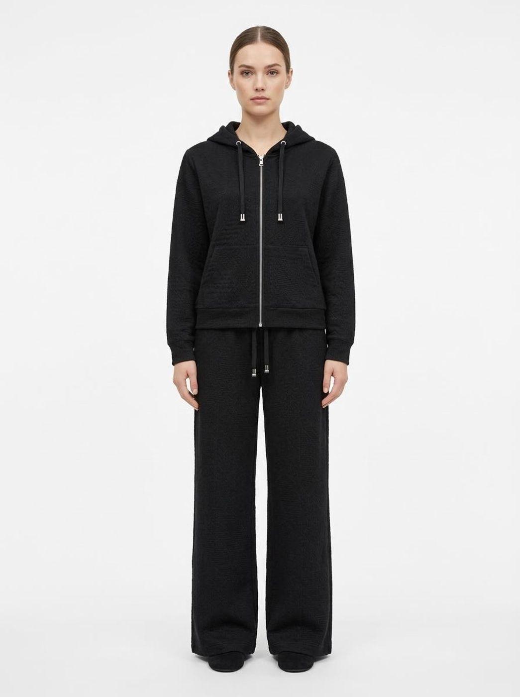 Conjunto Mujer Polerón Capucha Pantalón Ancho-0