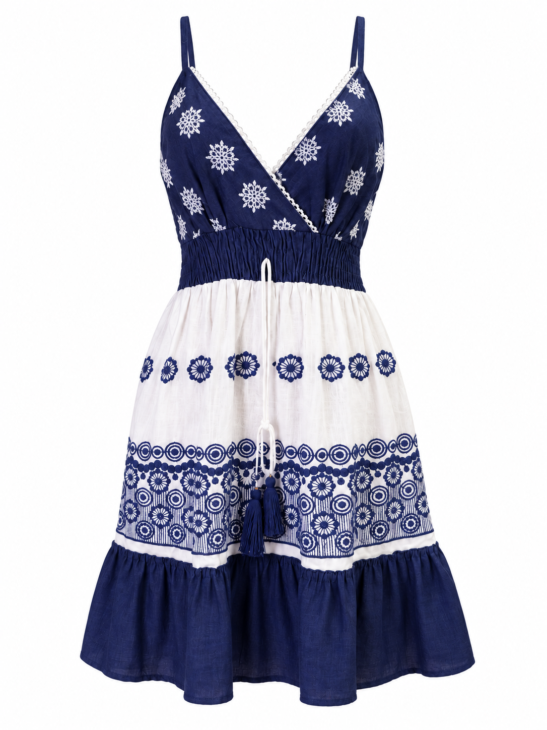 Vestido Mujer Bordado Floral Escote V Tirantes Ajustables-3