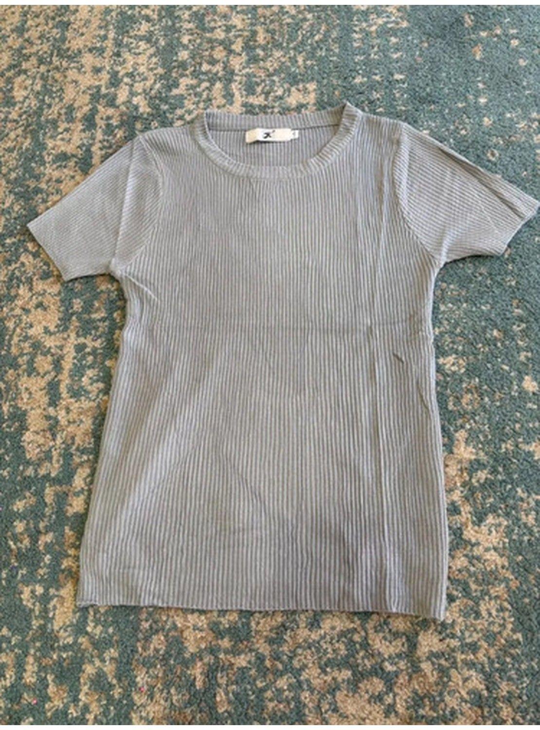 Polera Mujer Acanalada Manga Corta Cuello Redondo-1