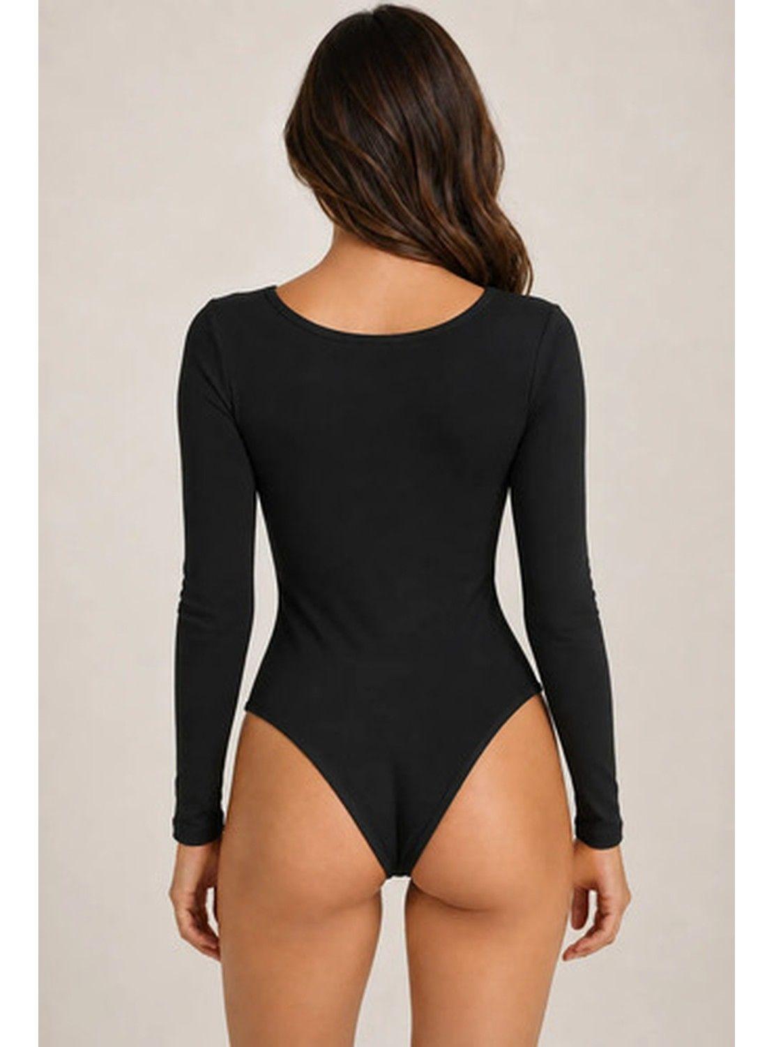Body Mujer Manga Larga Escote Redondo Compresor Ajustado-2