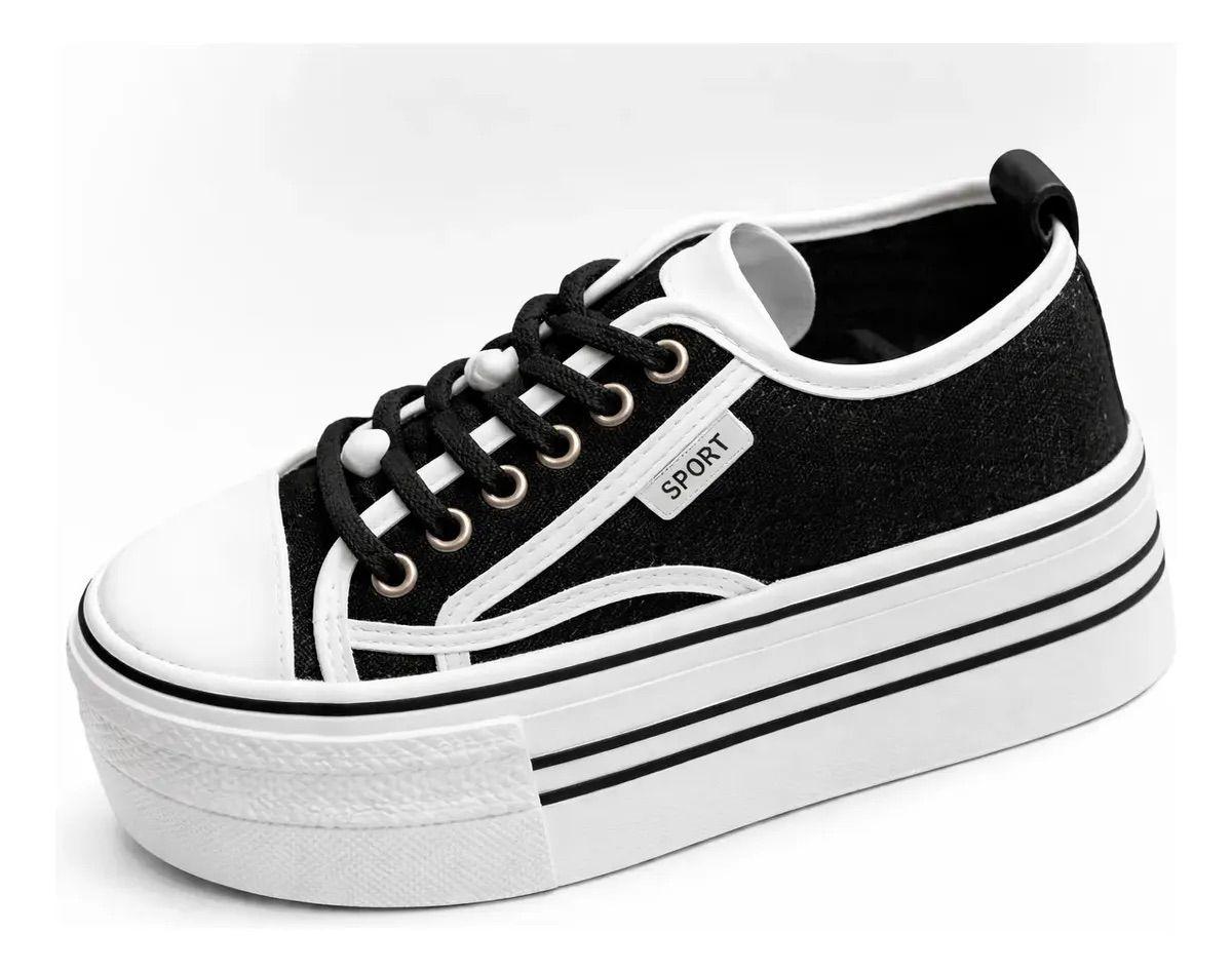 Zapatillas Mujer Plataforma Urbanas Negras Aurora Trend-2