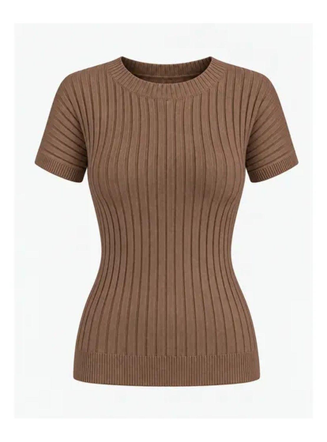 Top Mujer Tejido Acanalado Manga Corta Talla Única-0