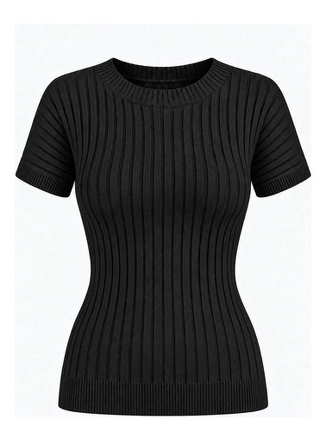 Top Mujer Tejido Acanalado Manga Corta Talla Única-0