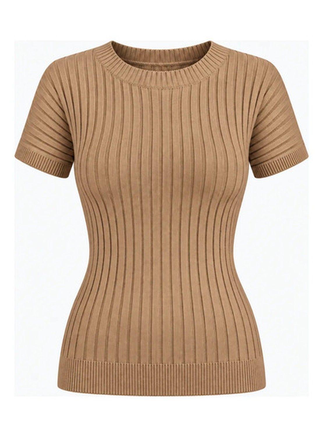 Top Mujer Tejido Acanalado Manga Corta Talla Única-0
