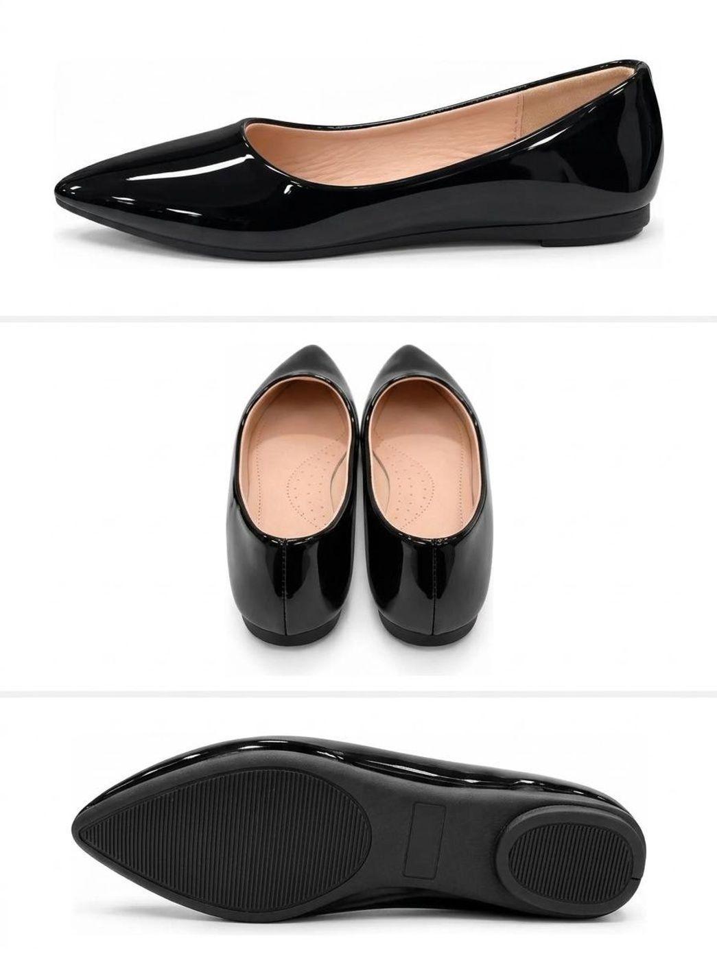 Ballerina Mujer Punta Fina Charol Zapato Plano Elegante-2
