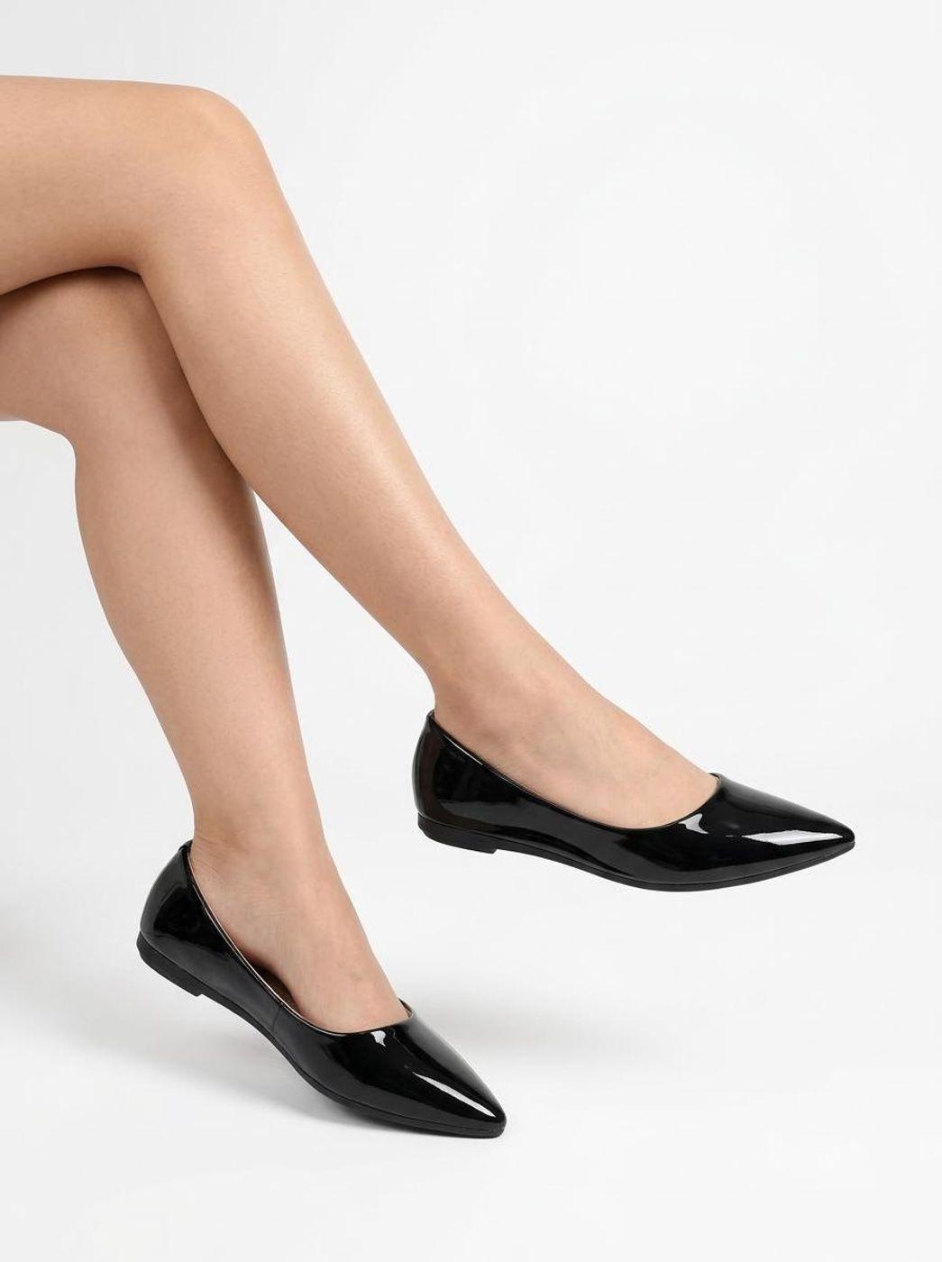 Ballerina Mujer Punta Fina Charol Zapato Plano Elegante-1