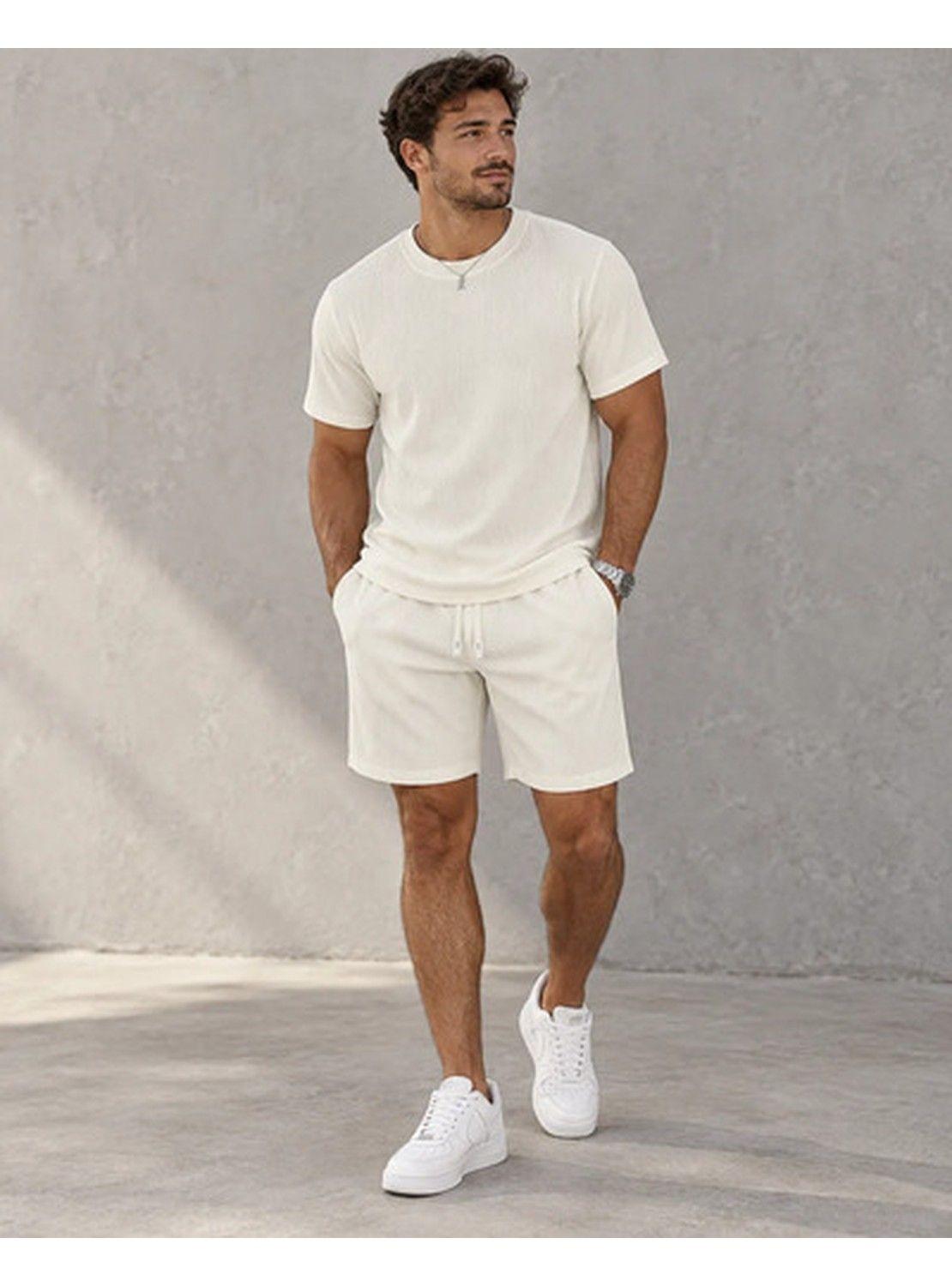 Conjunto Hombre Polera Short Texturado Casual Verano-0