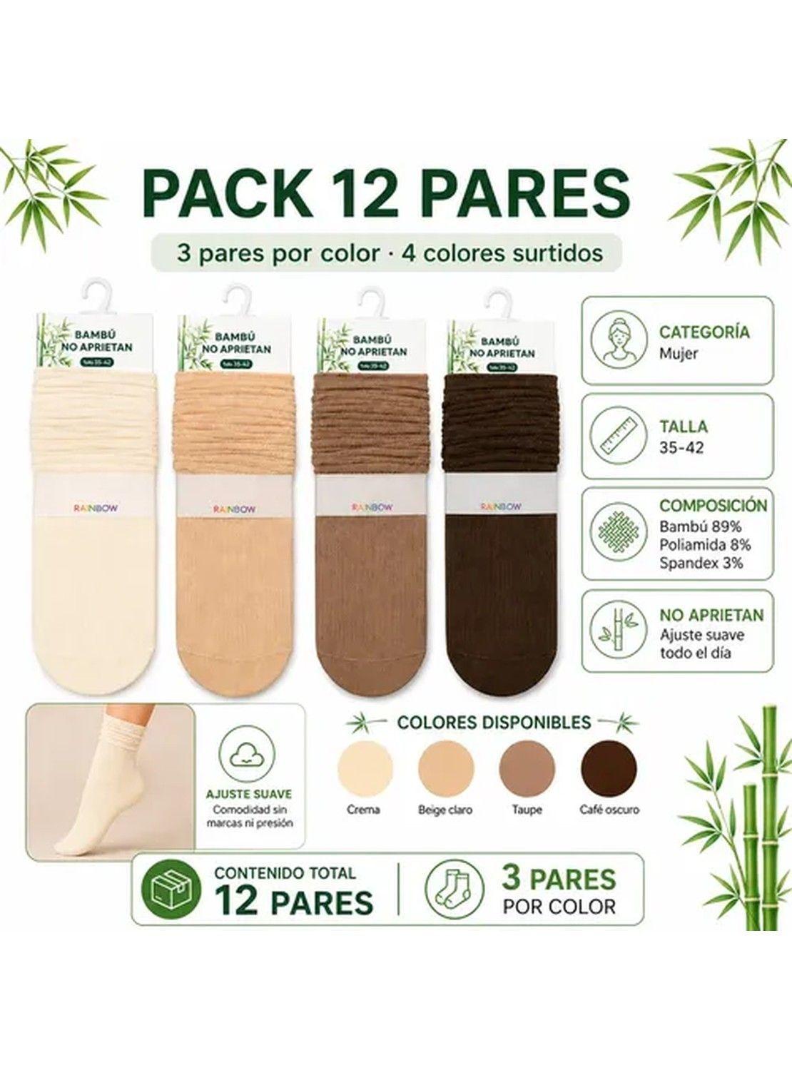 Calcetines Mujer Bambú Comfort Pack 12 Pares Talla Surtido-1