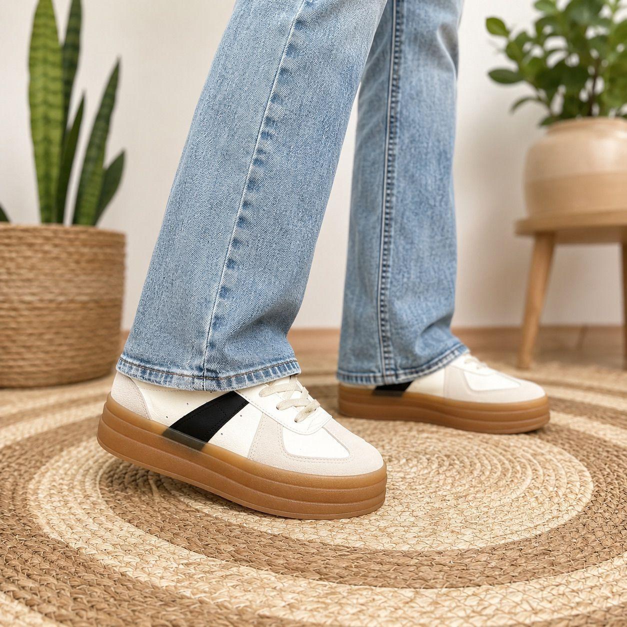 Zapatillas Mujer Plataforma Urbanas Casual Moda Blanco-2