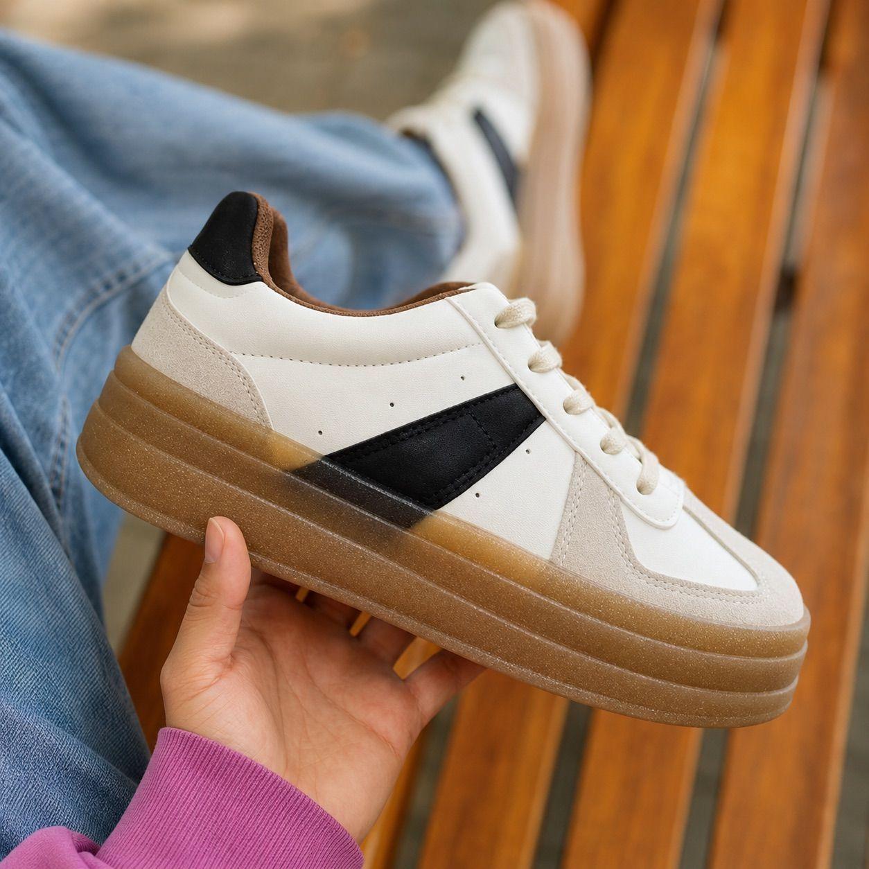 Zapatillas Mujer Plataforma Urbanas Casual Moda Blanco-3