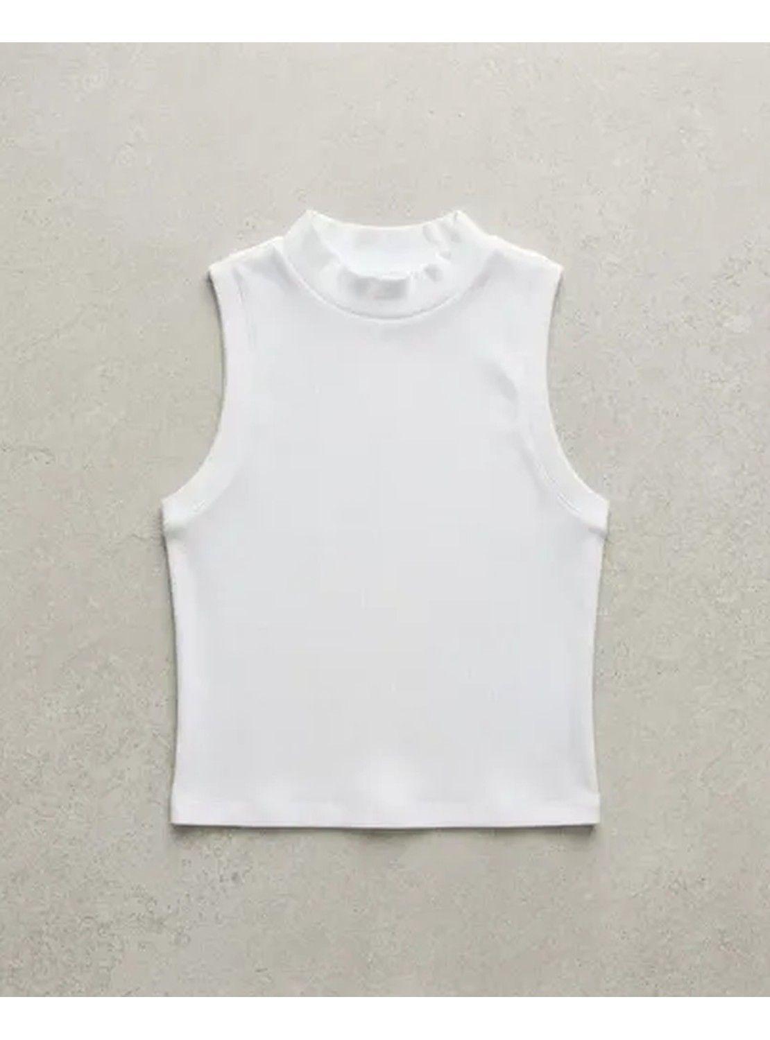 Polera Mujer Sin Mangas Cuello Alto Ajustada Básica-5
