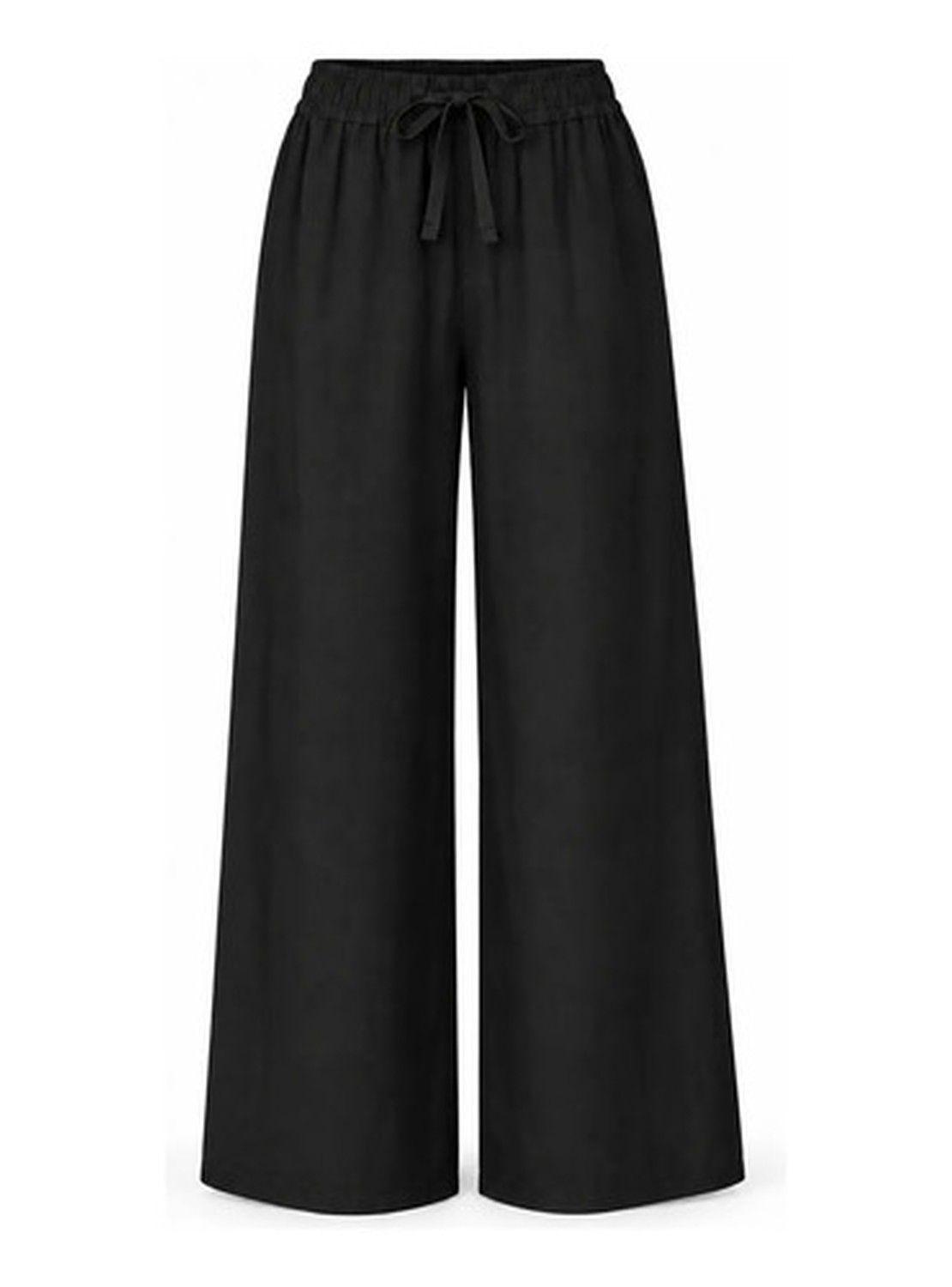 Pantalón Palazzo Mujer Algodón Cintura Elasticada Con Lazo-0
