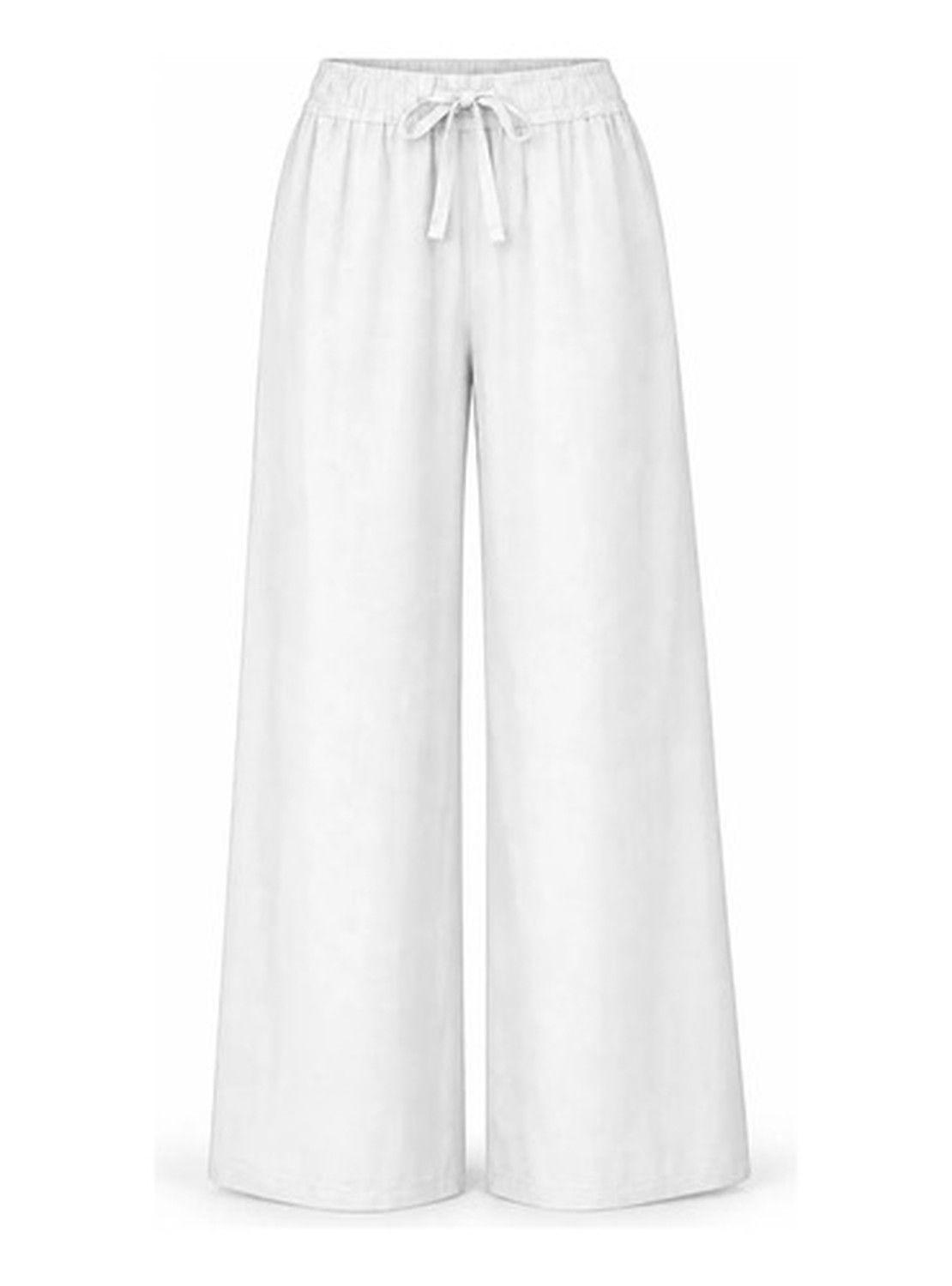 Pantalón Palazzo Mujer Algodón Cintura Elasticada Con Lazo-0