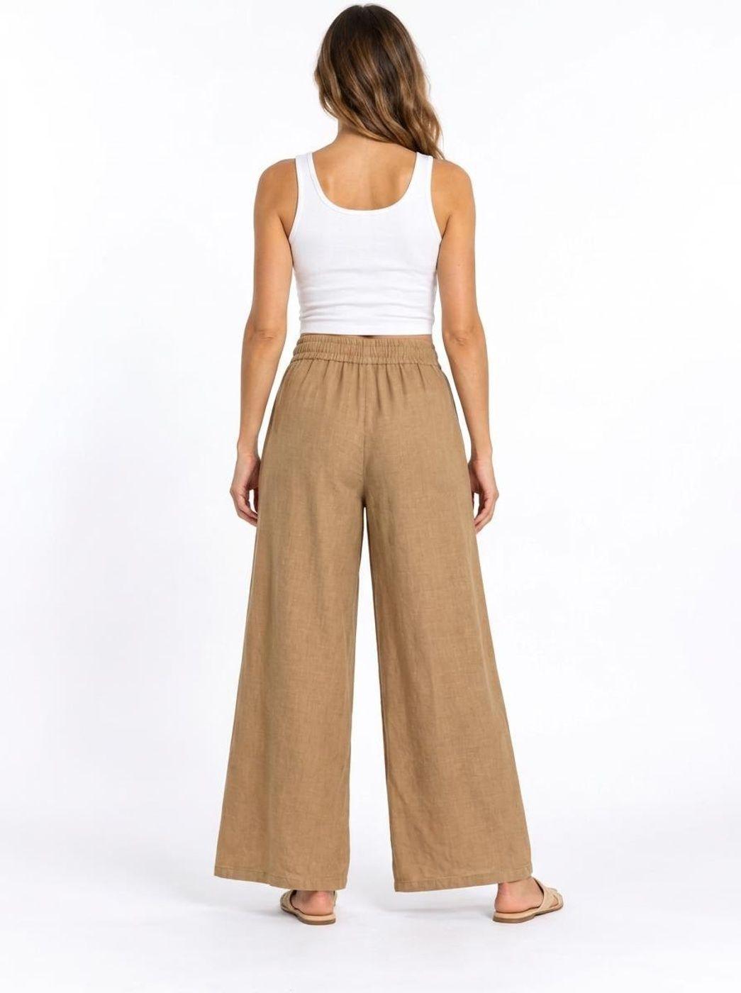 Pantalón Mujer Palazzo Tiro Alto Cintura Elasticada-1