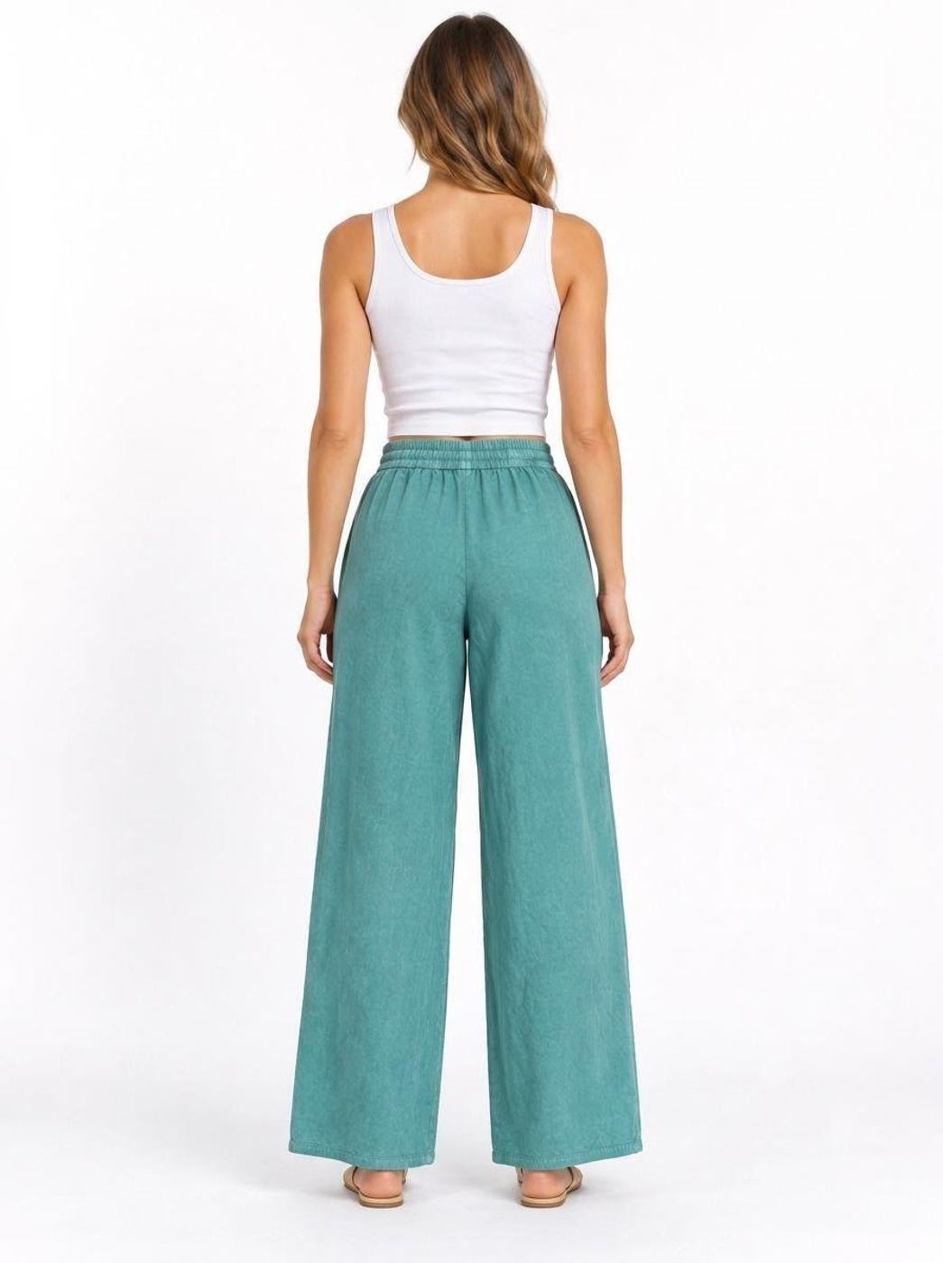 Pantalón Mujer Palazzo Tiro Alto Cintura Elasticada-0