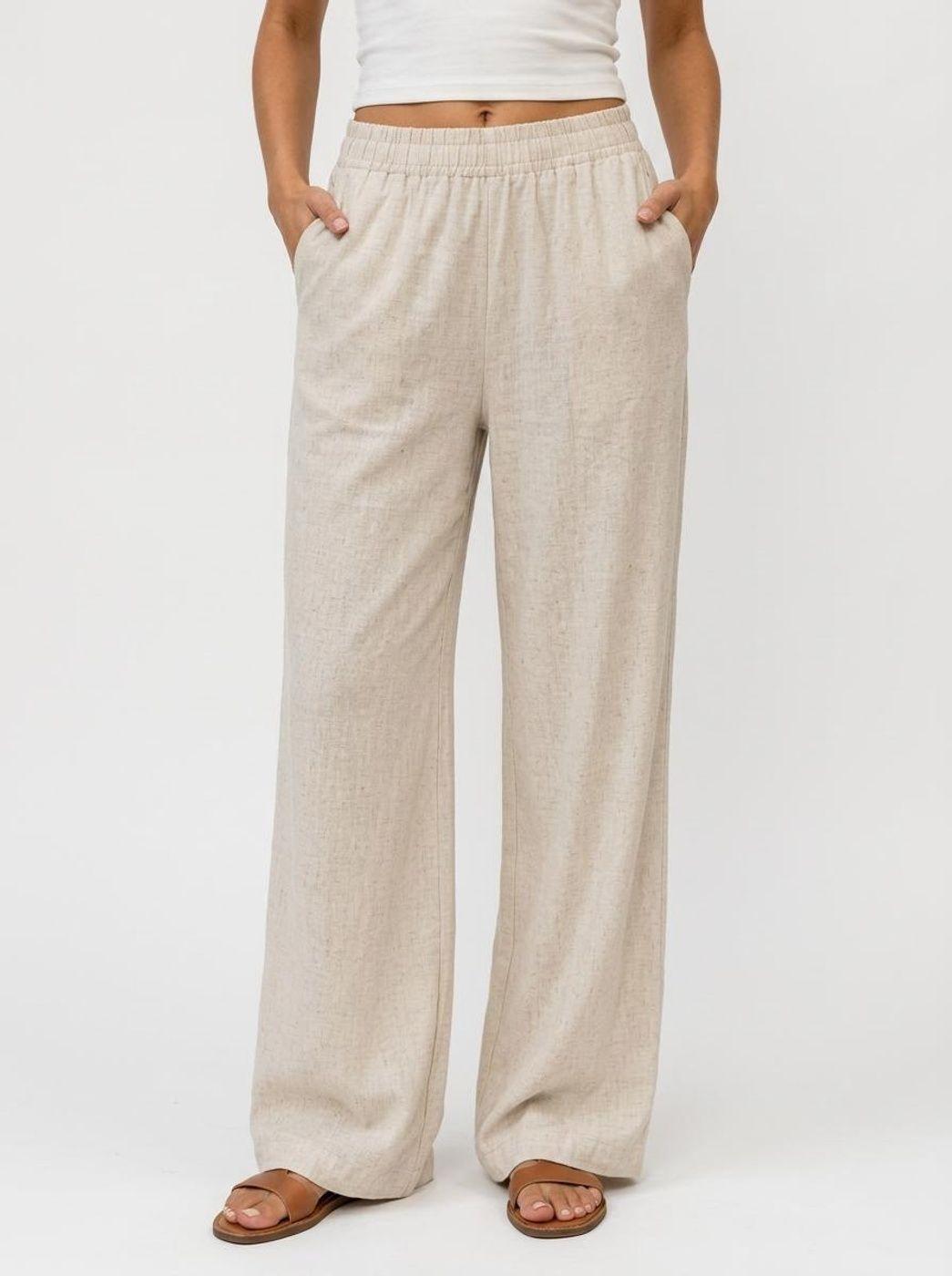 Pantalón Mujer Palazzo Cintura Elasticada Liso-0