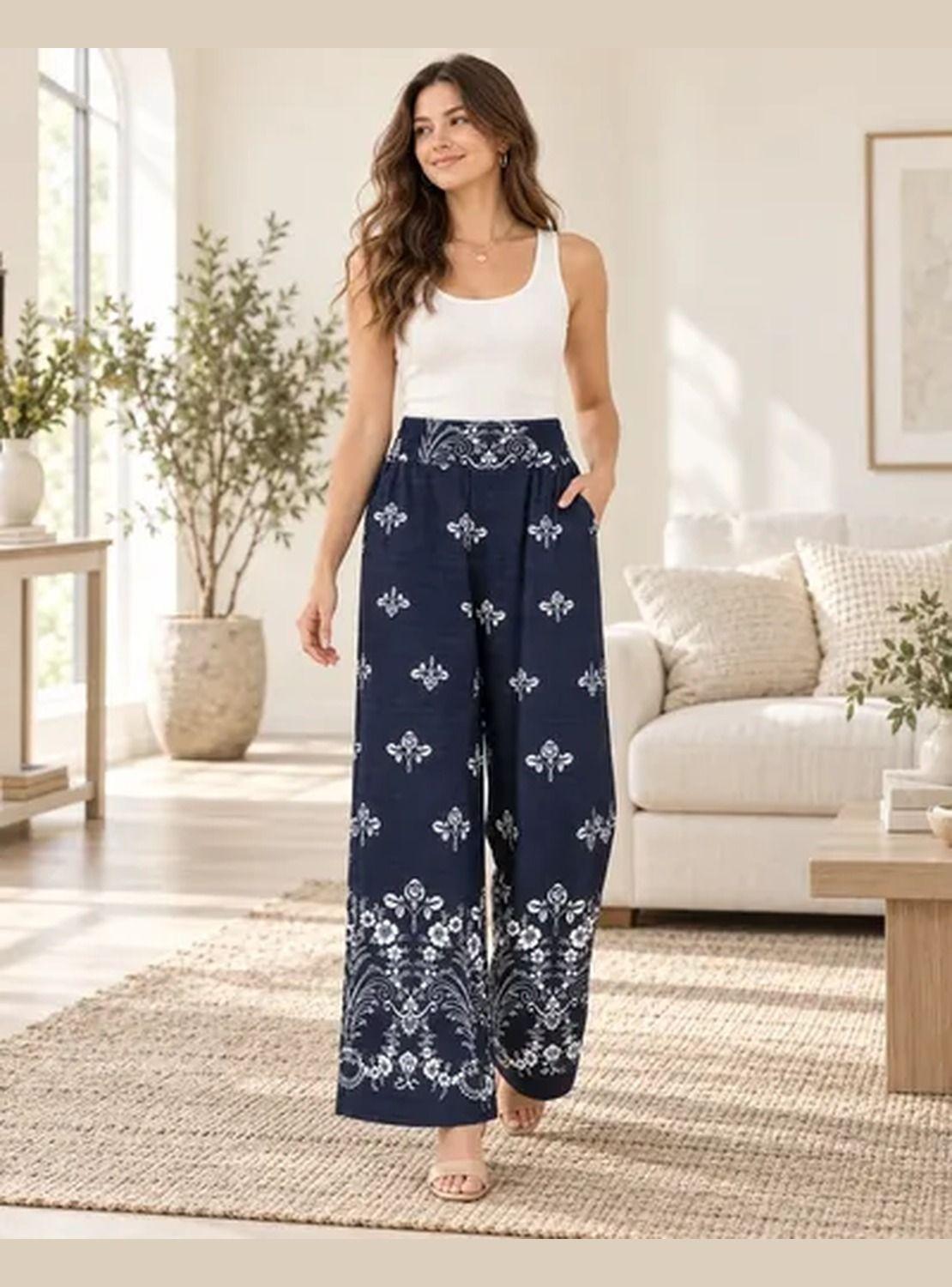 Pantalón Mujer Palazzo Modelo Florencia Estampado-0