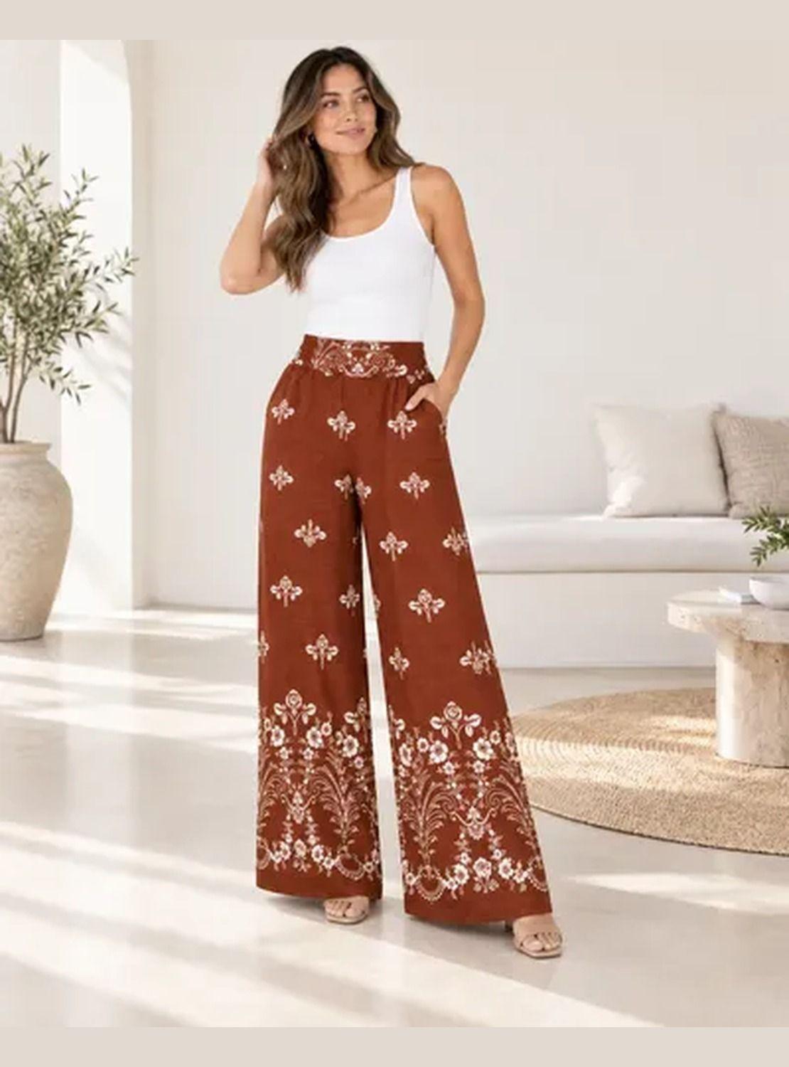 Pantalón Mujer Palazzo Modelo Florencia Estampado-0