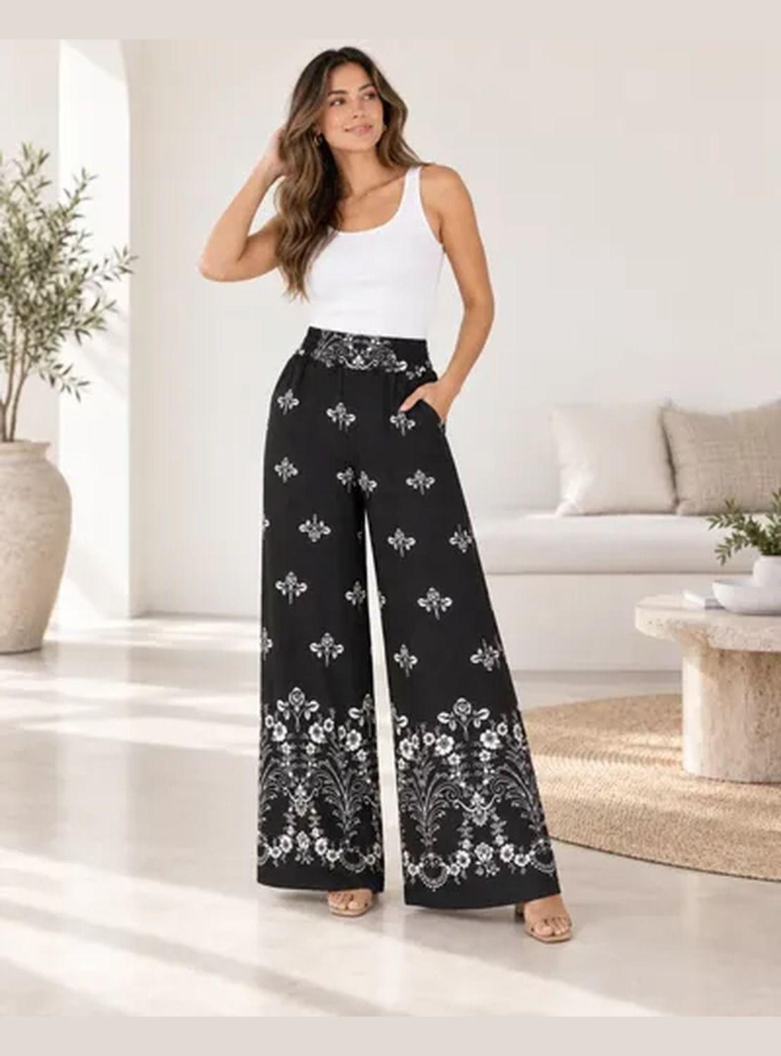Pantalón Mujer Palazzo Modelo Florencia Estampado-0